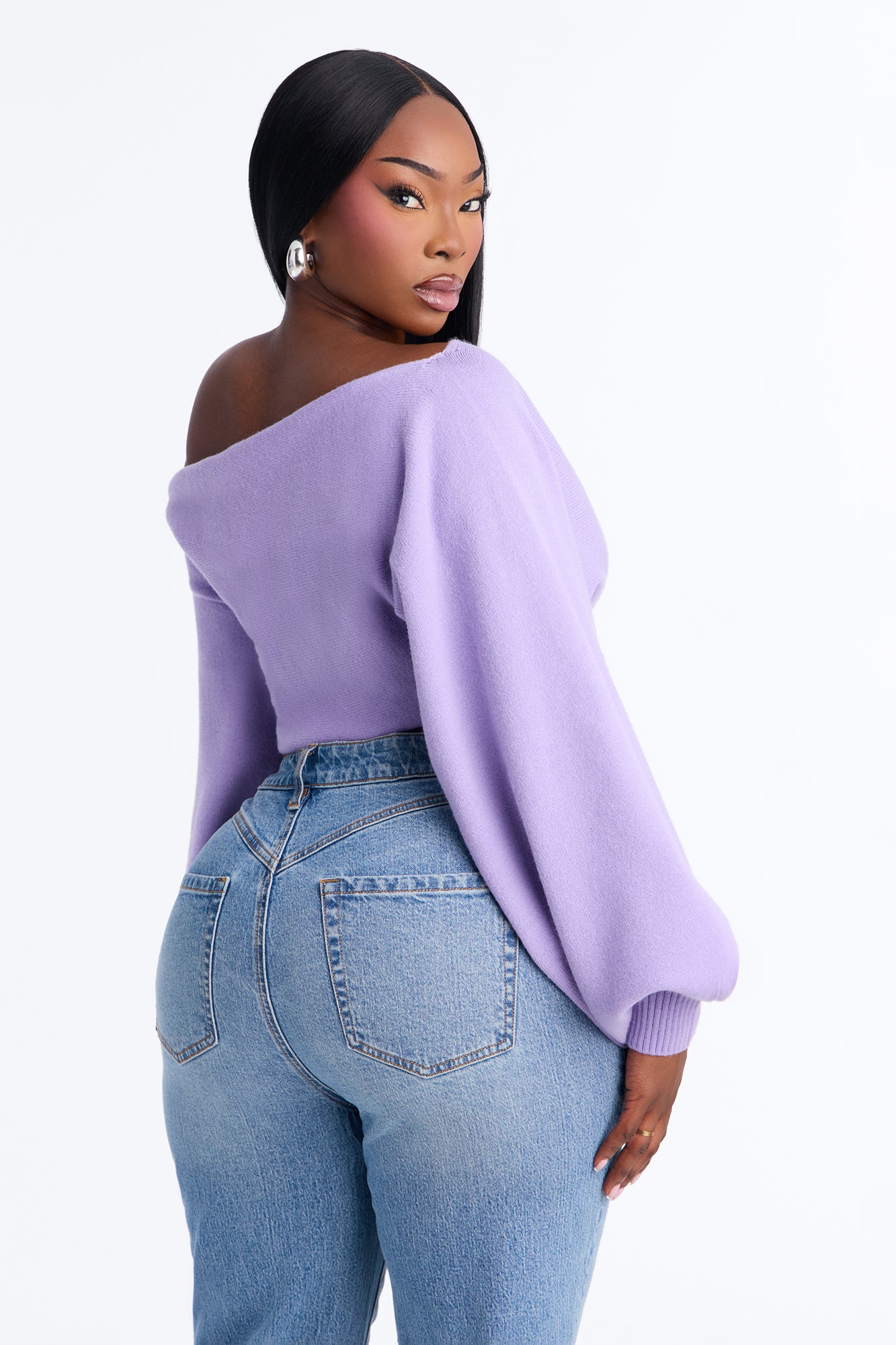Love Away One Shoulder Sweater Top - Periwinkle