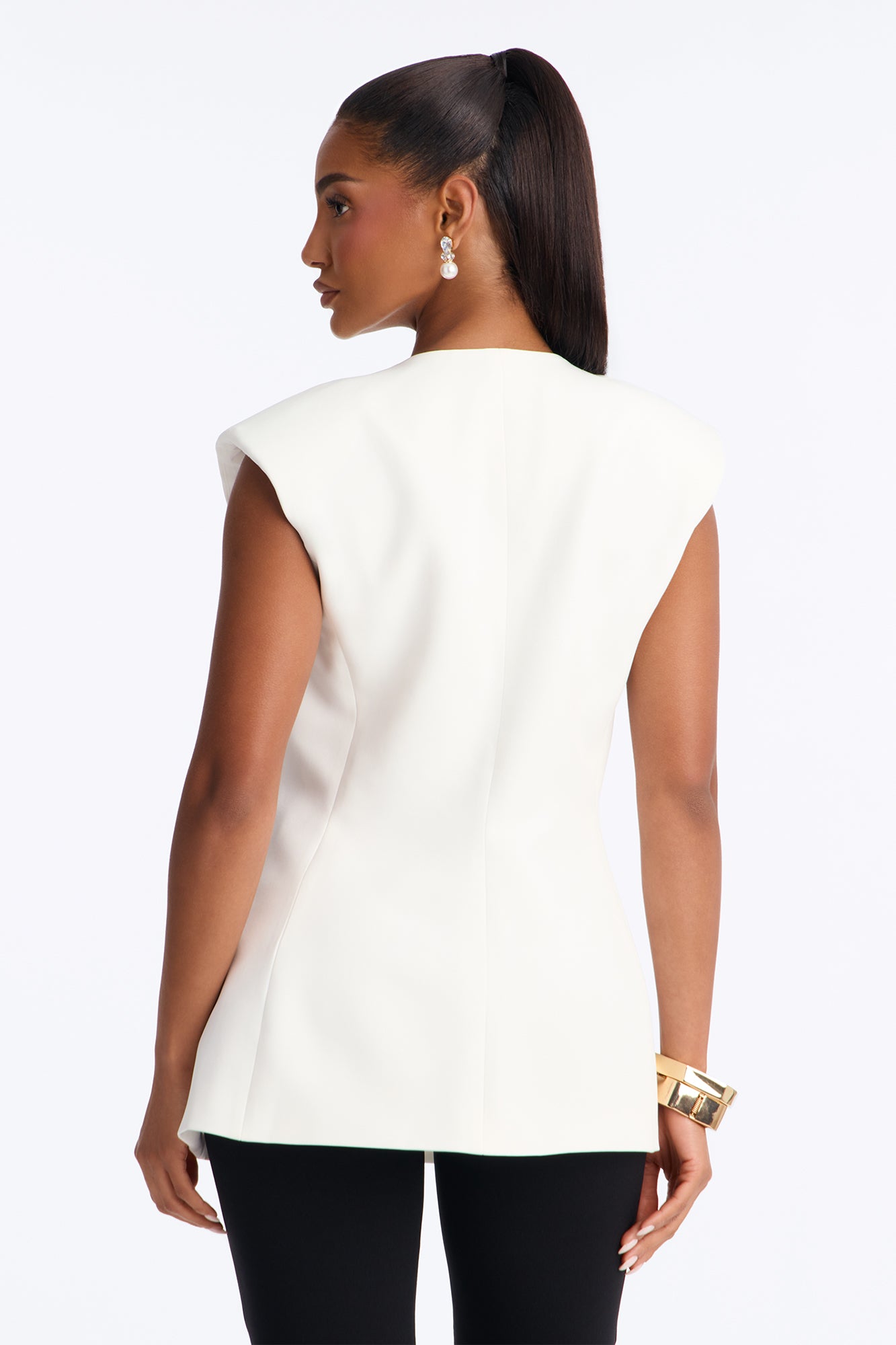 Happy Hour Double Breasted Fitted Vest - Ivory