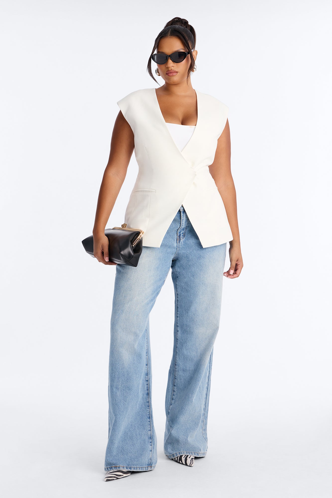 Happy Hour Double Breasted Fitted Vest - Ivory