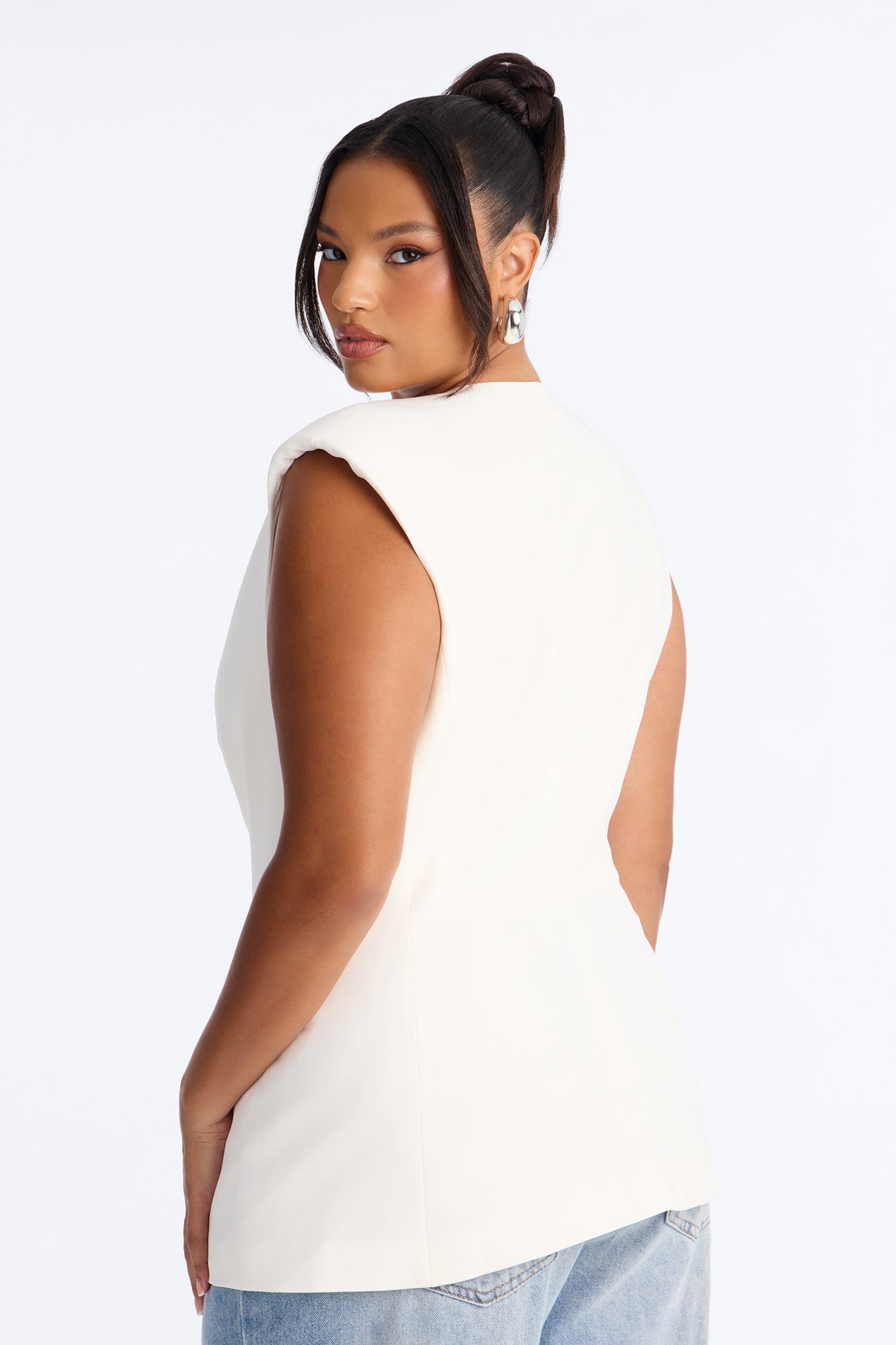 Happy Hour Double Breasted Fitted Vest - Ivory