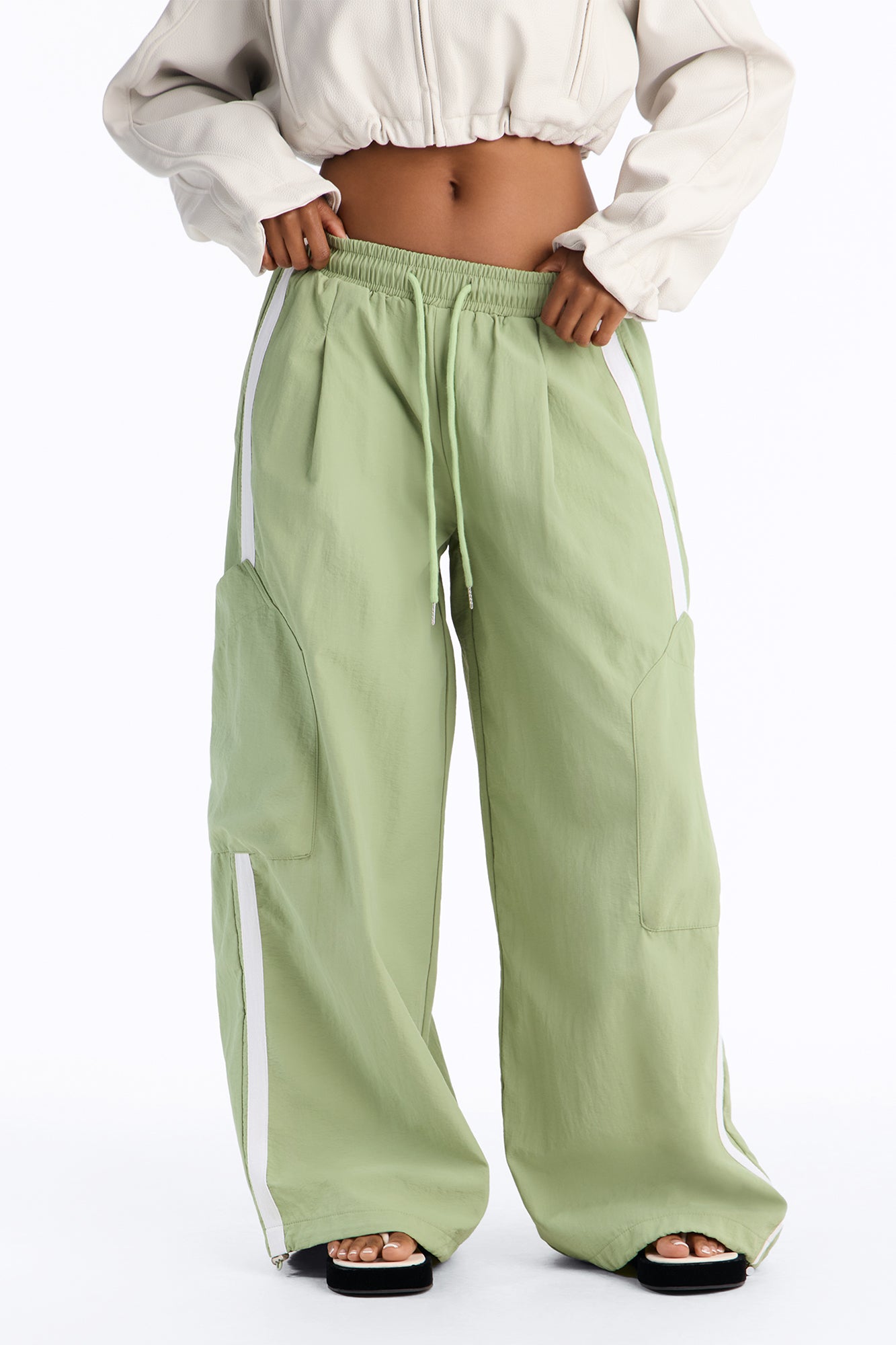 Serenity Side Stripe Cargo Pocket Jogger - Sage