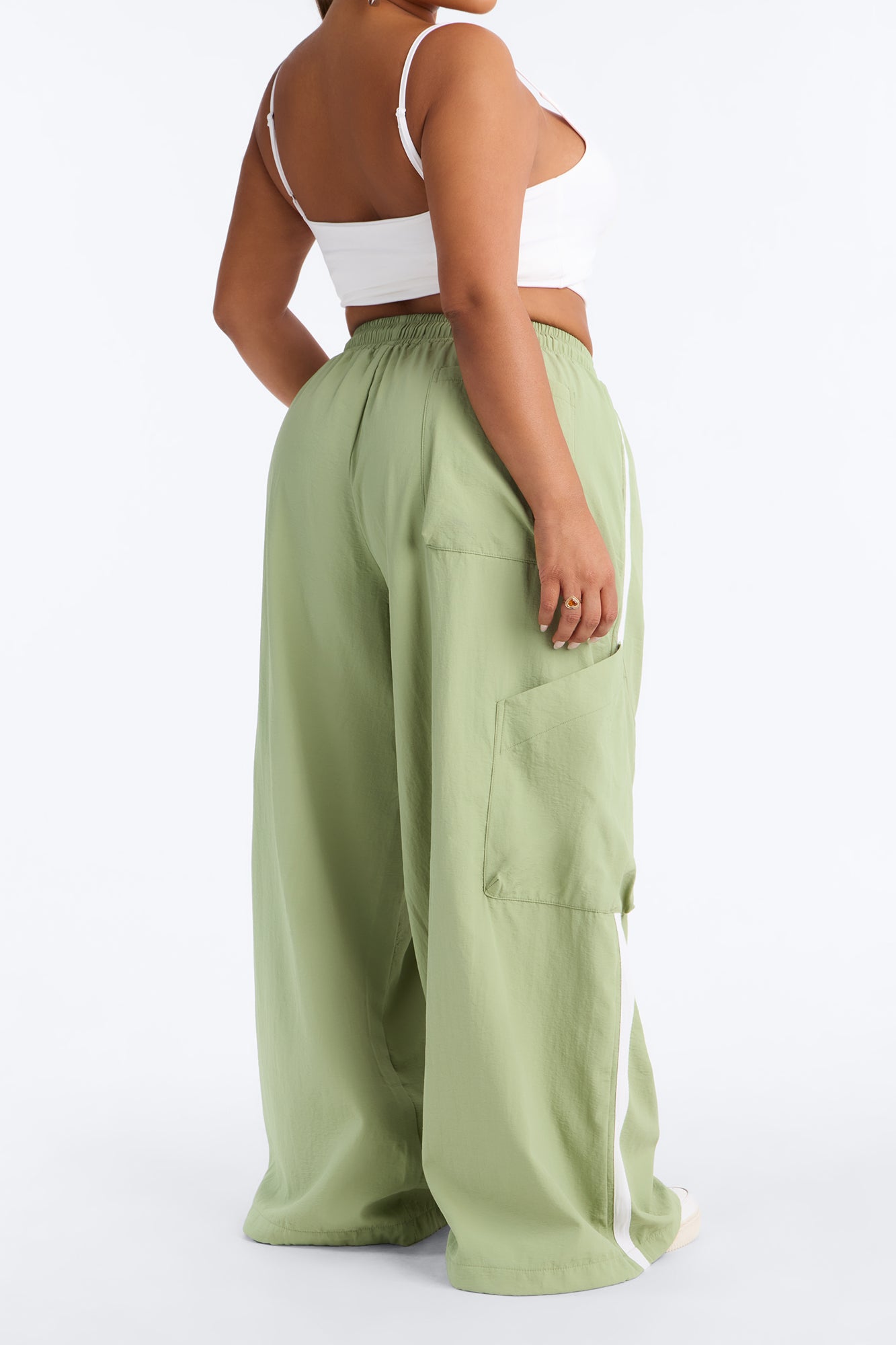 Serenity Side Stripe Cargo Pocket Jogger - Sage