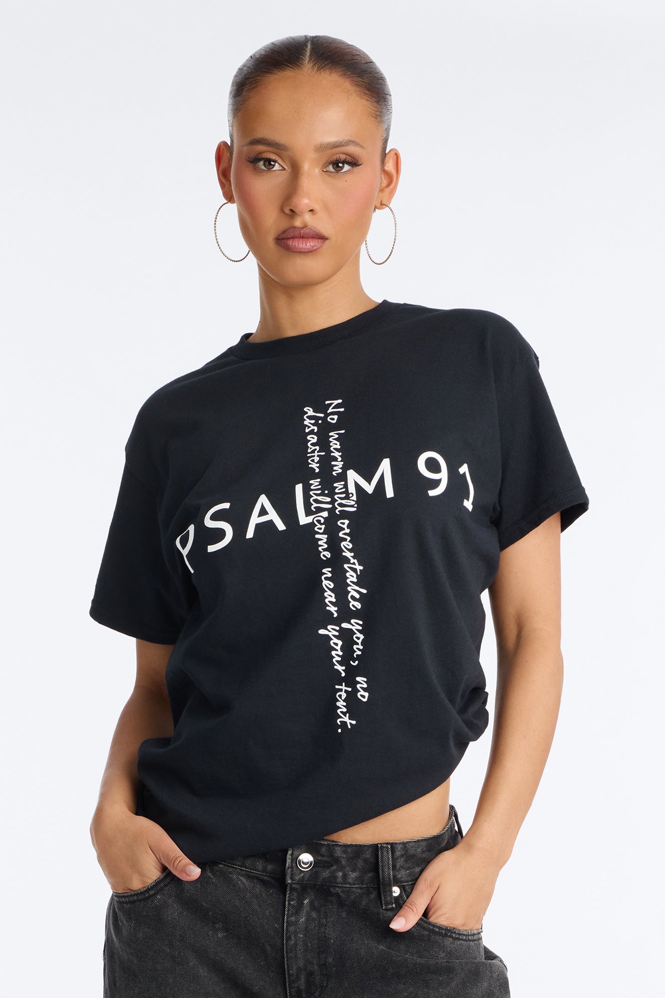 Psalm Cross Oversized Tee - Black