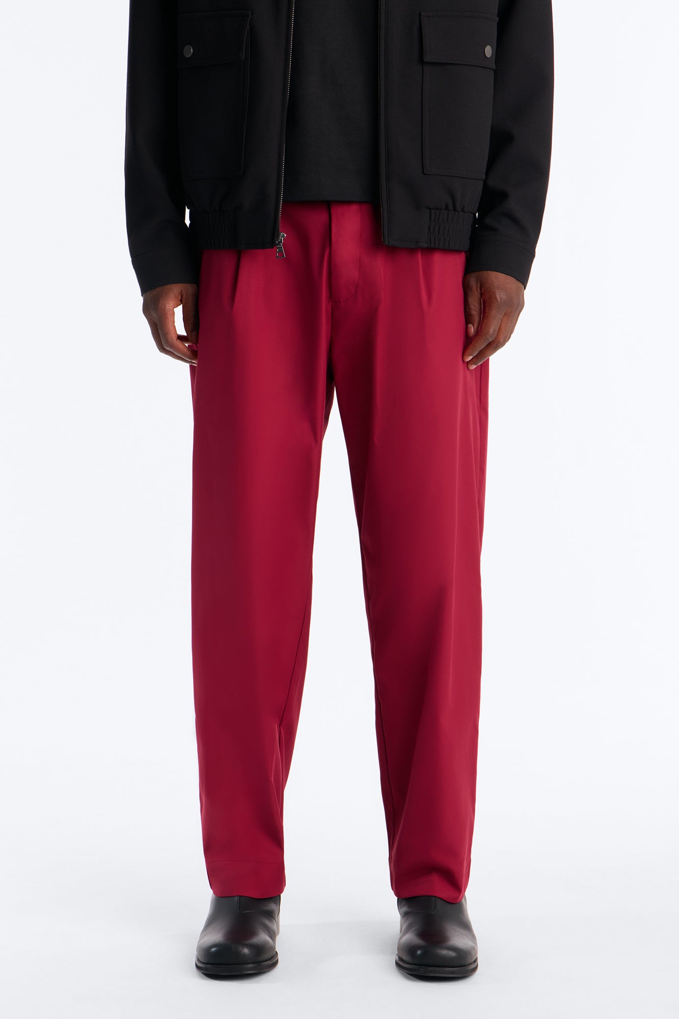 Relaxed Straight Heirloom Pleated Trouser - Burgundy