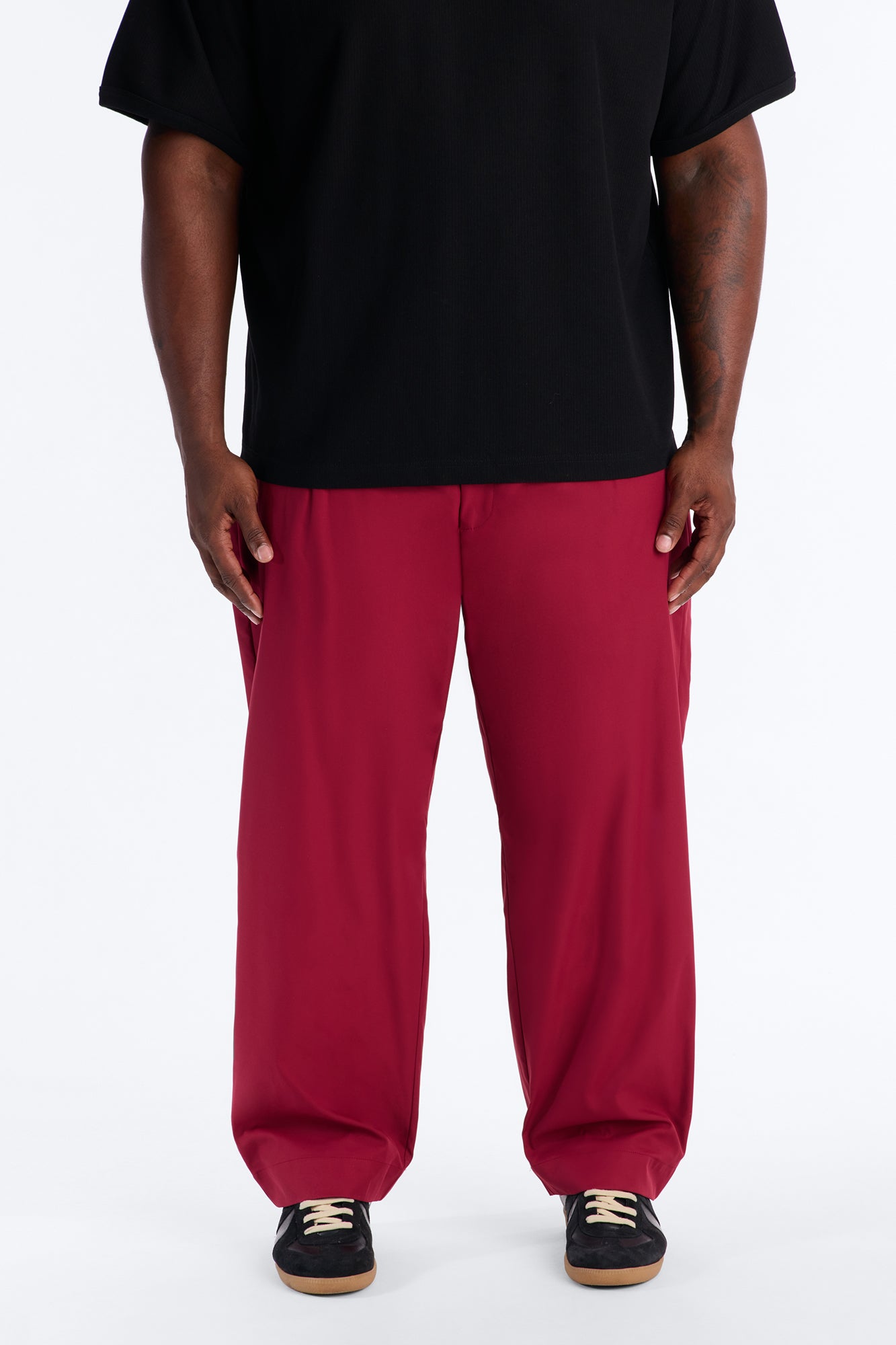 Relaxed Straight Heirloom Pleated Trouser - Burgundy