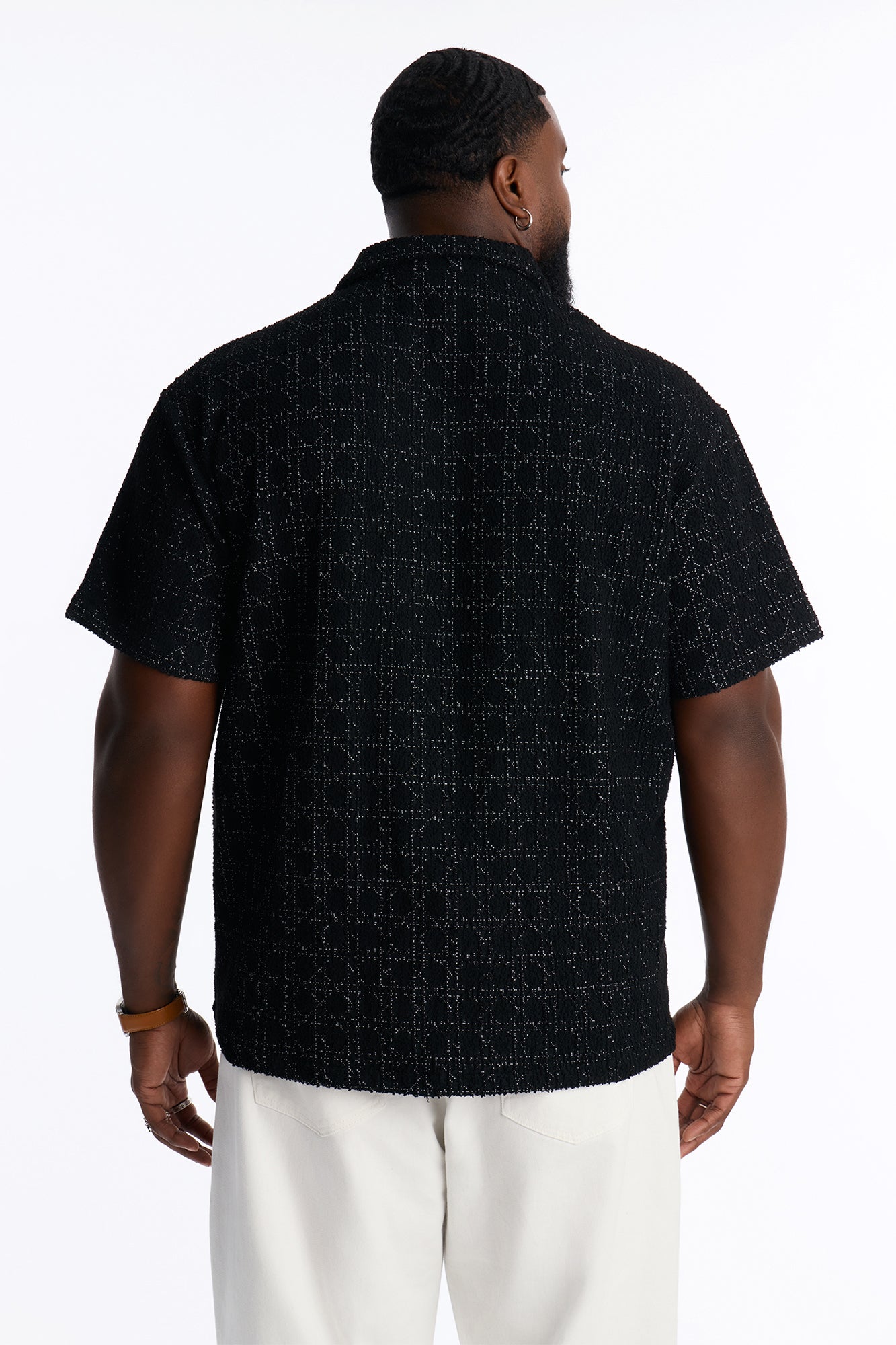 Static Textured Johnny Collar Polo - Black