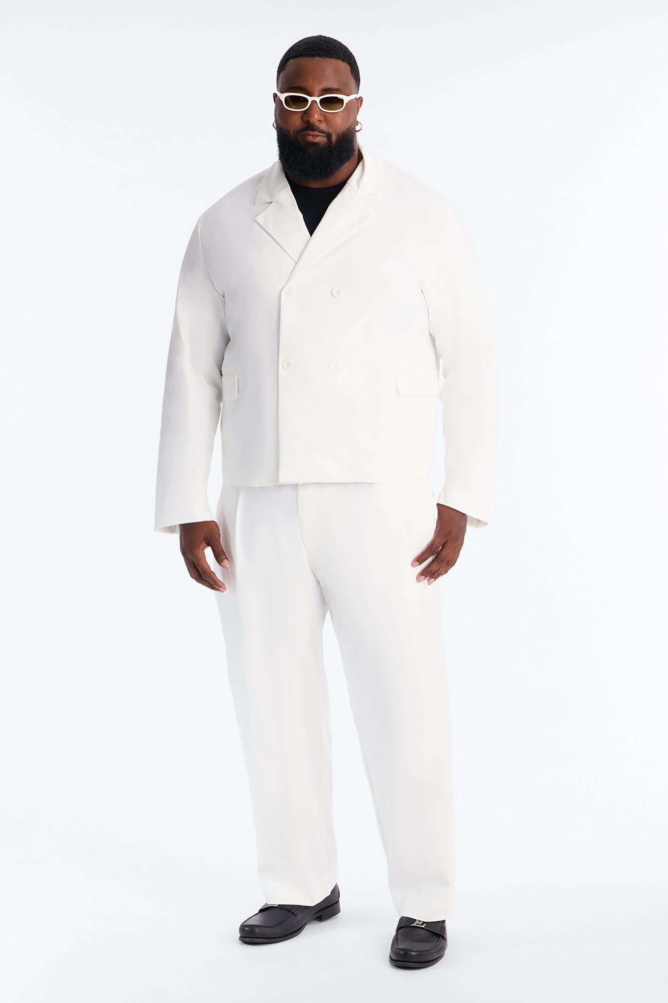 Heirloom Cropped Double Breasted Blazer - White