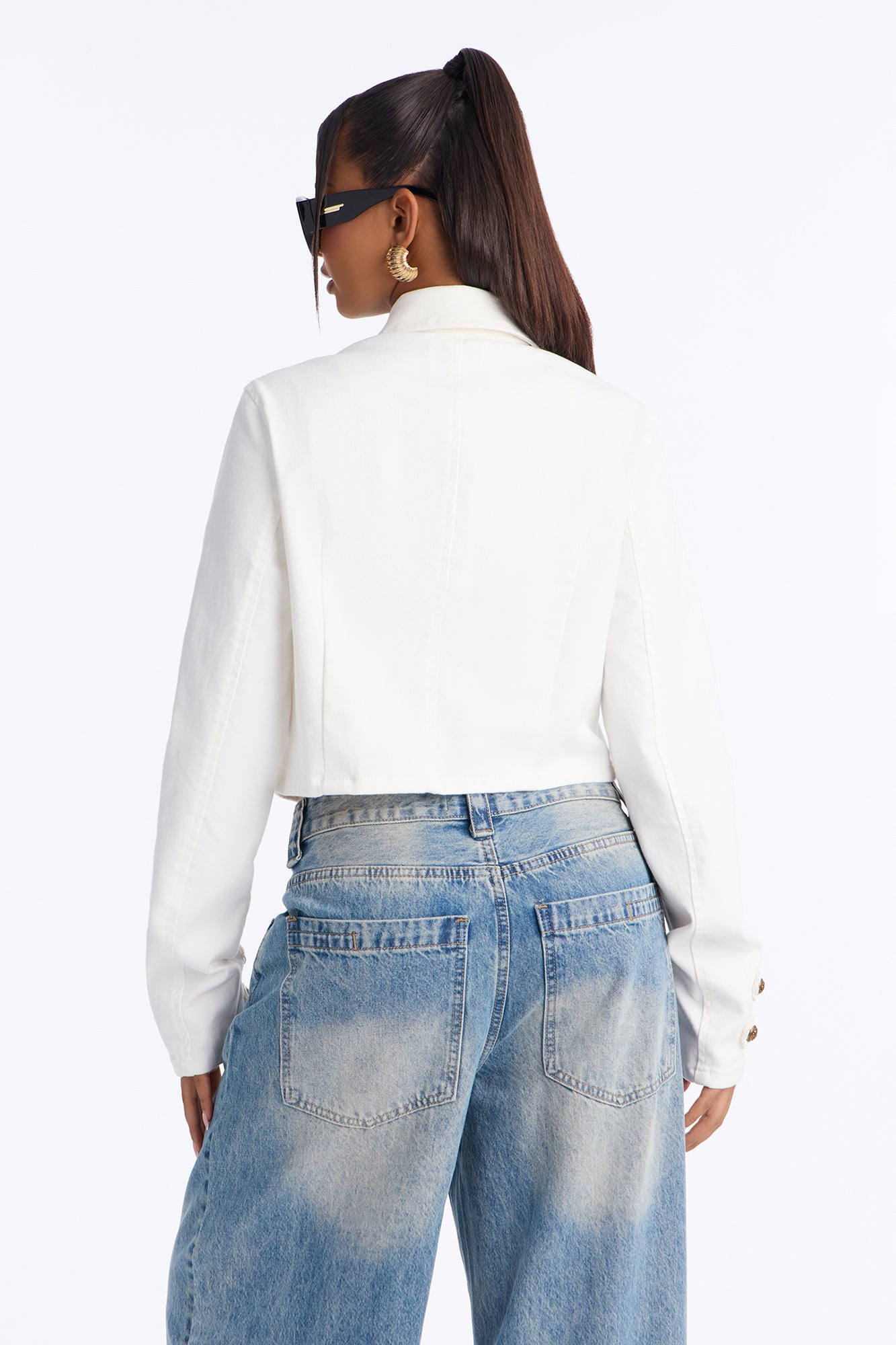 Angel Authority Cropped Denim Jacket - White