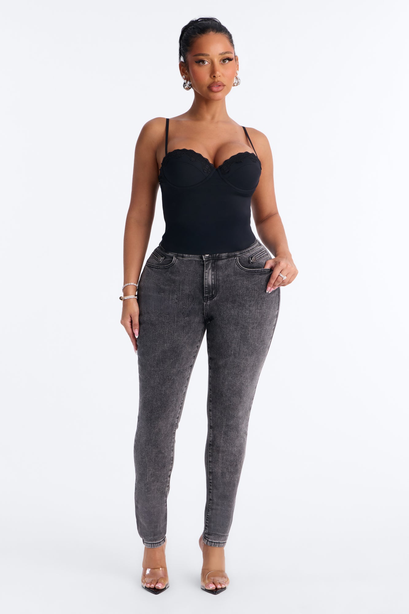 Midnight Empress High Rise Stretch Skinny Jeans - Black Wash