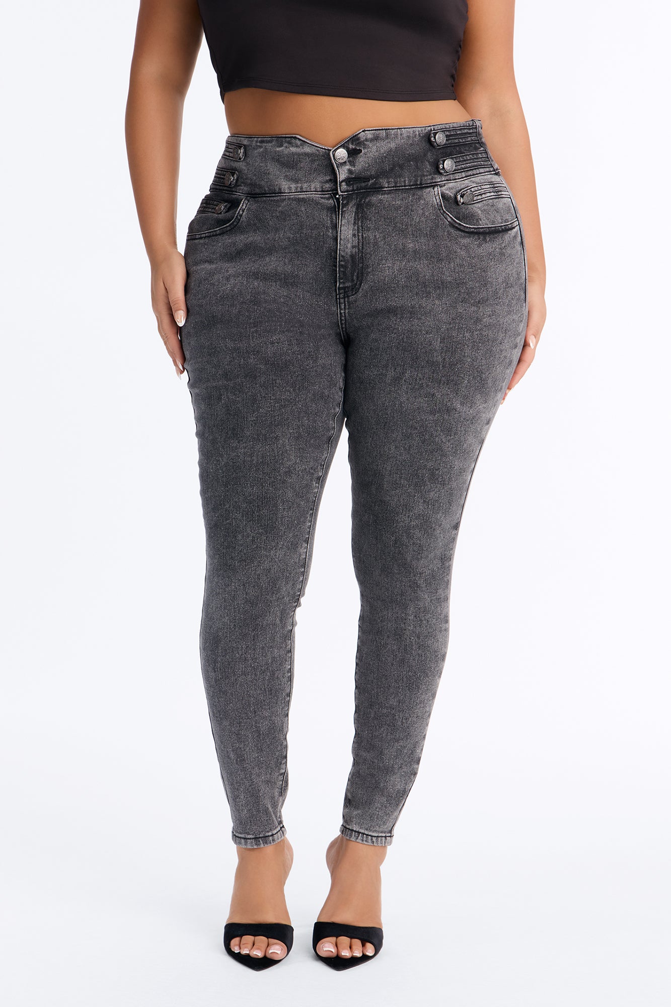Midnight Empress High Rise Stretch Skinny Jeans - Black Wash