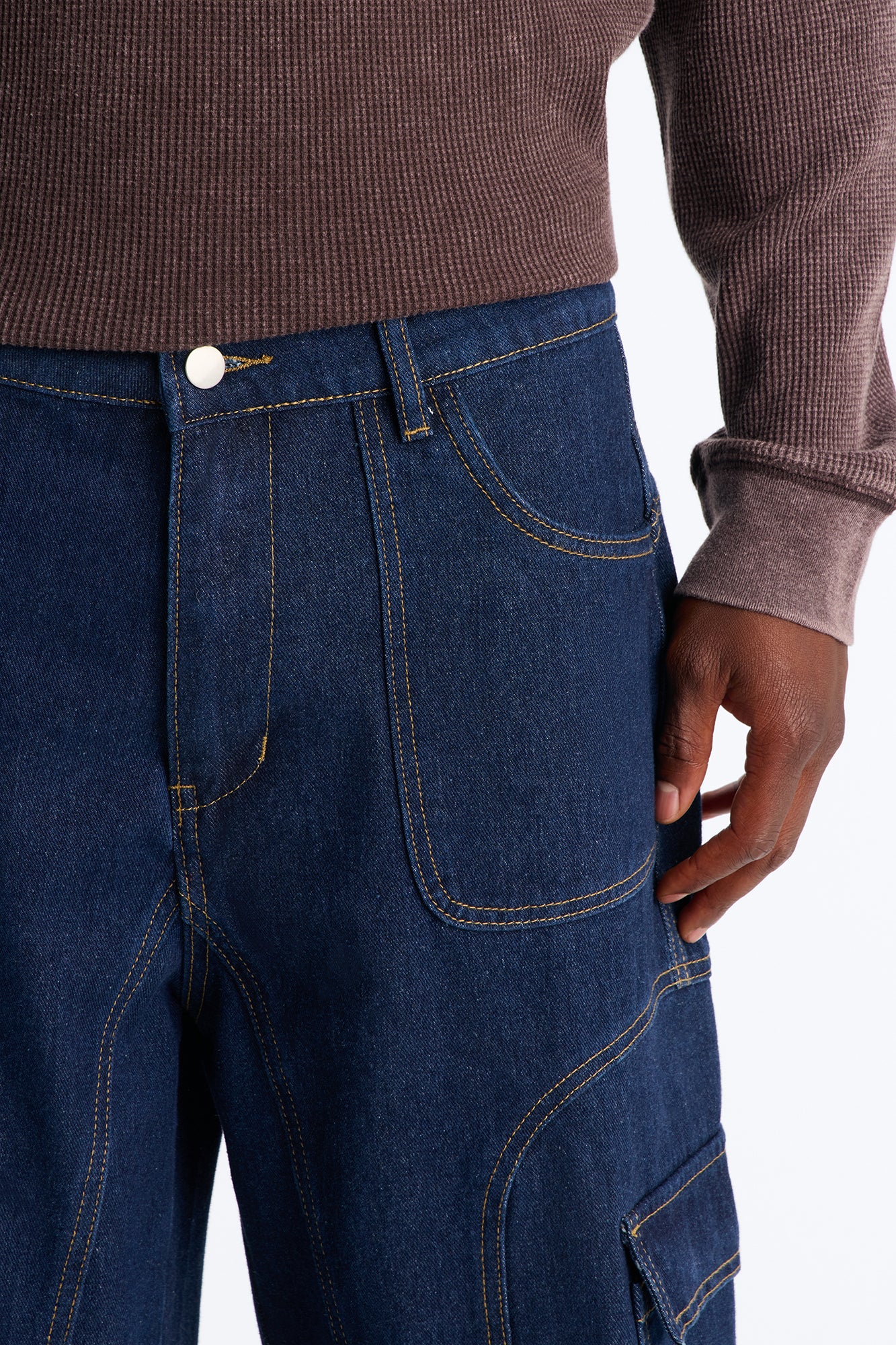 Cargo Baggy Paneled Denim Short - Indigo