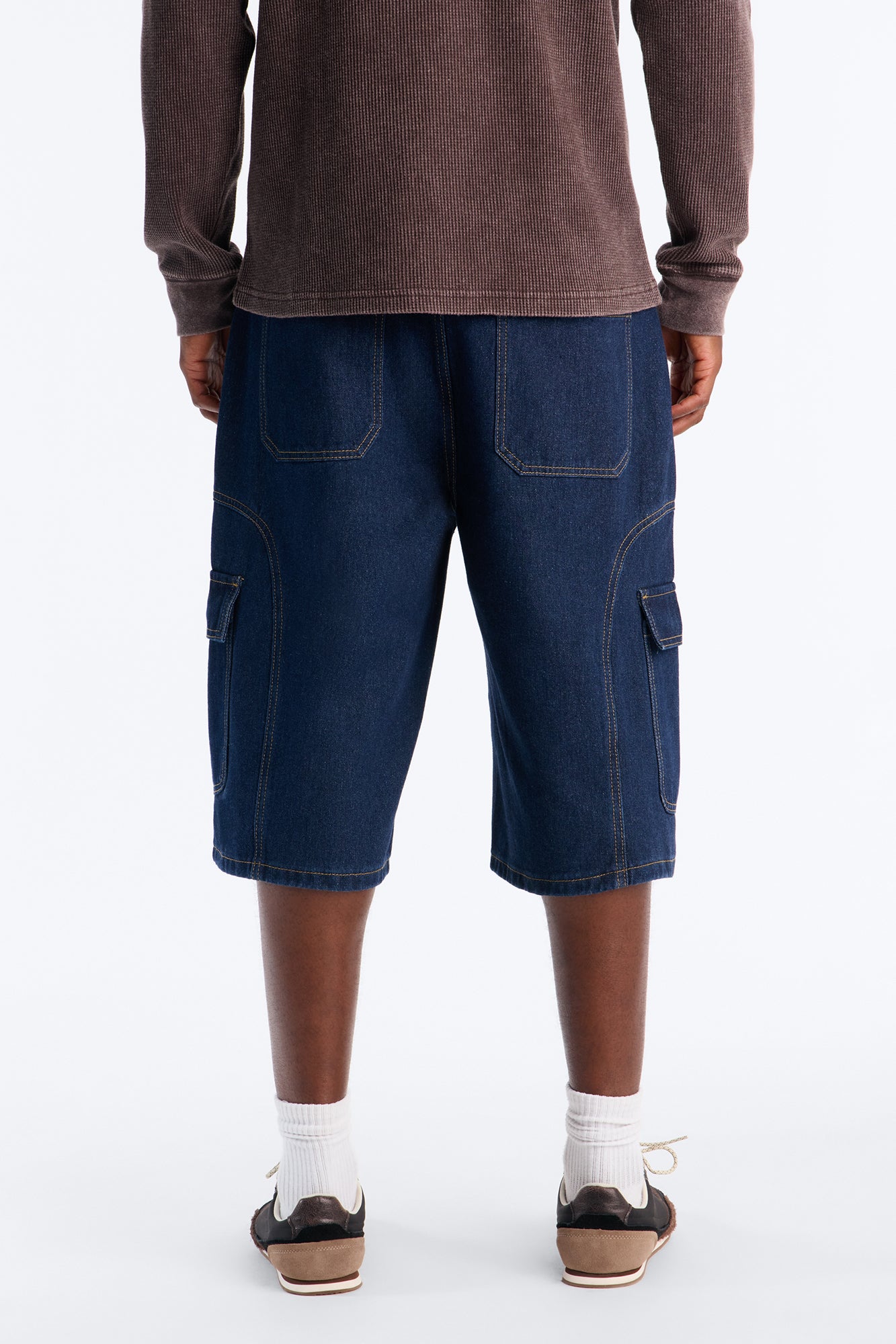 Cargo Baggy Paneled Denim Short - Indigo