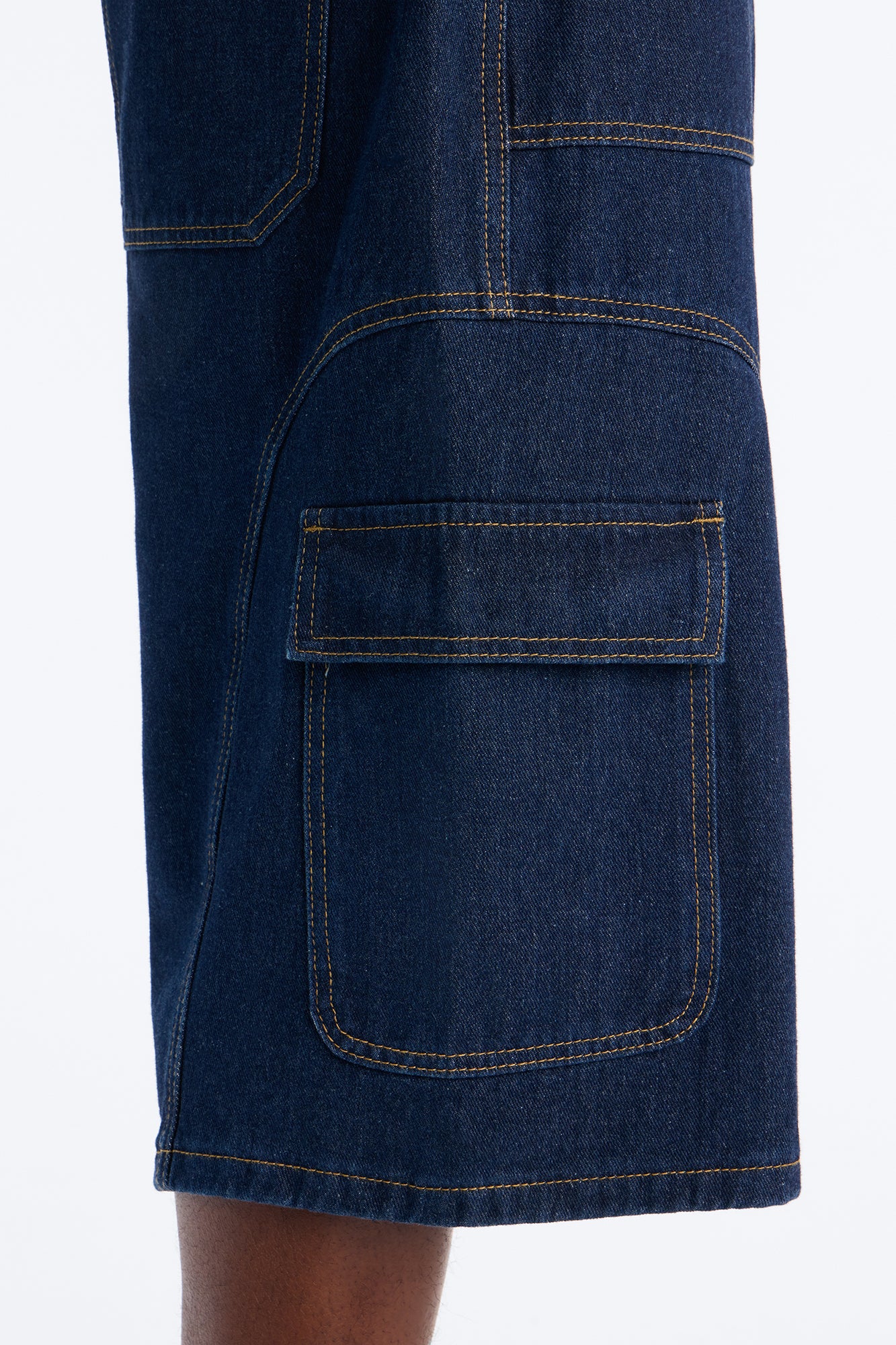 Cargo Baggy Paneled Denim Short - Indigo