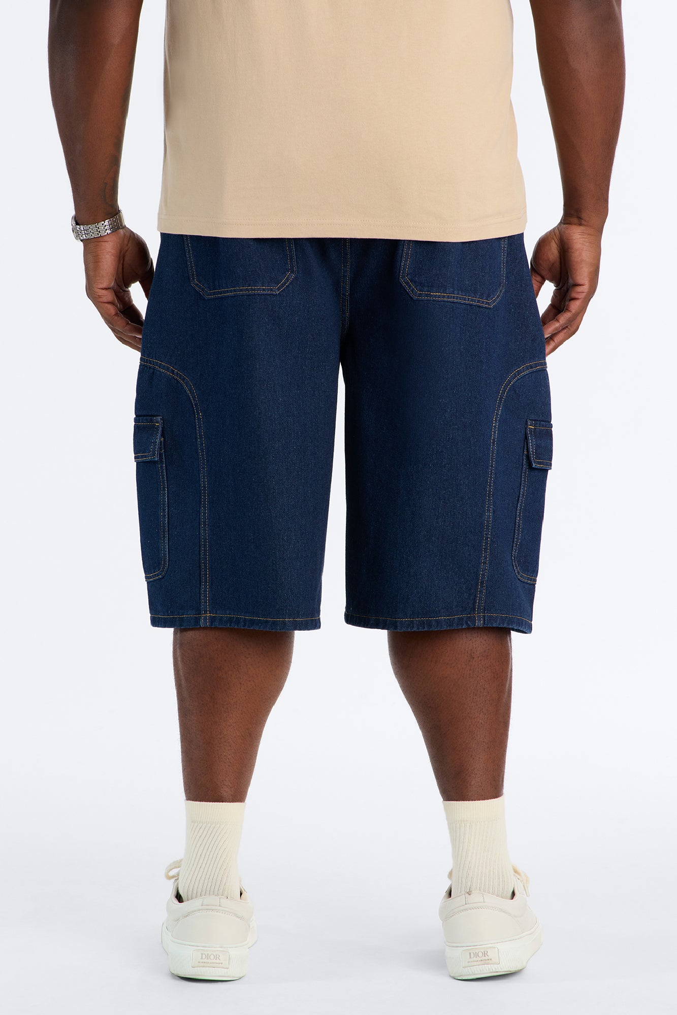 Cargo Baggy Paneled Denim Short - Indigo