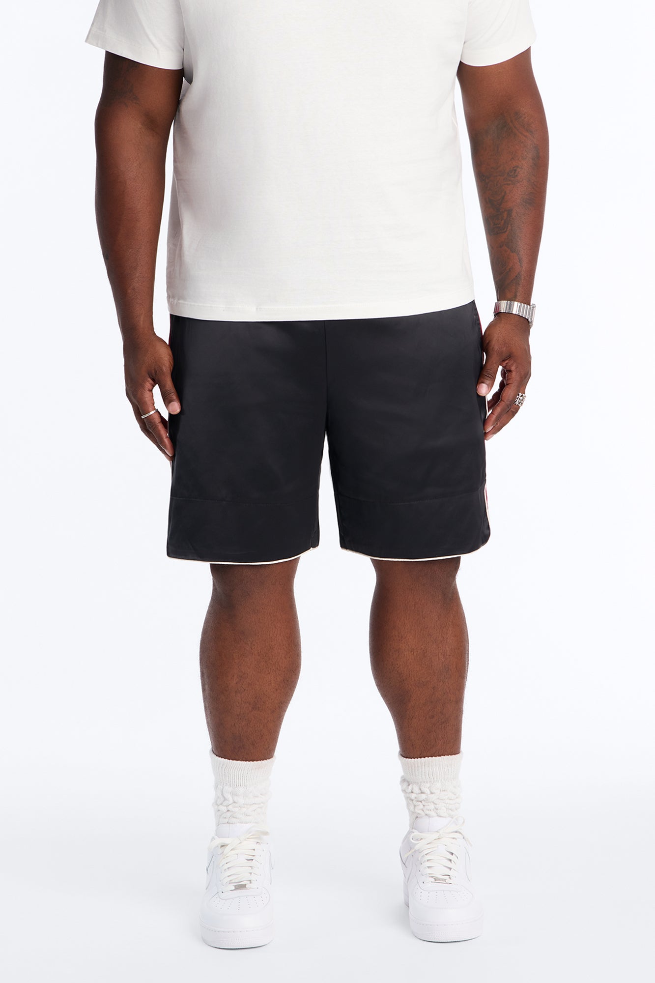Relaxed Satin Boxing Short - Black/combo