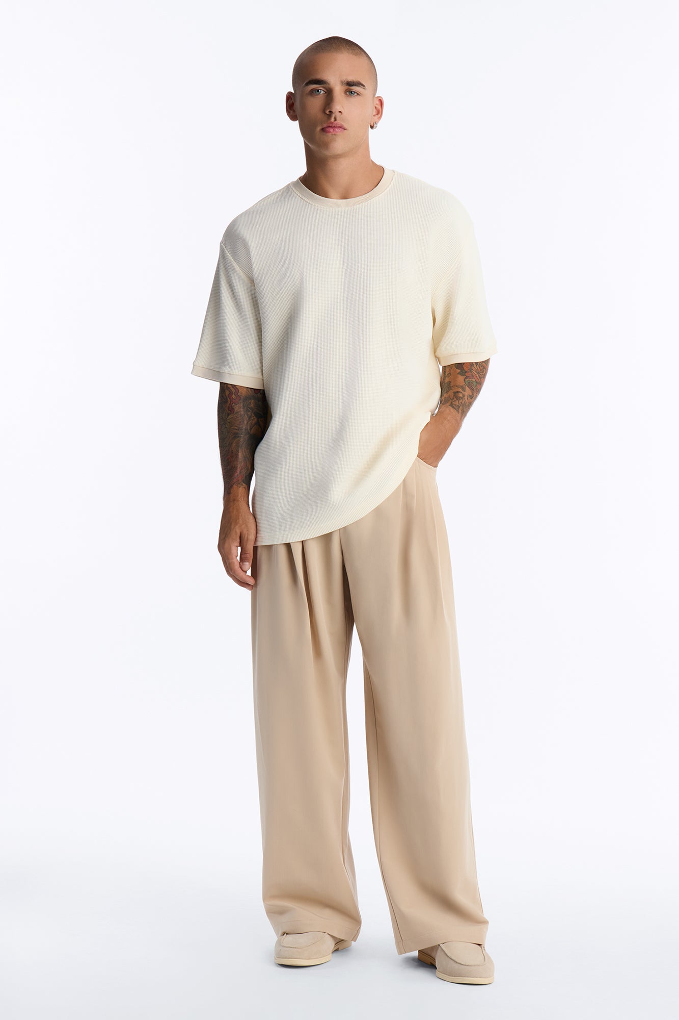 Cam Wide Leg Pleated Trouser - Tan