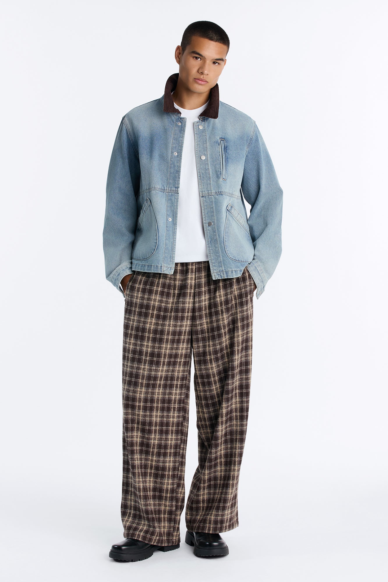 Lazy Plaid Baggy Pant - Brown/combo