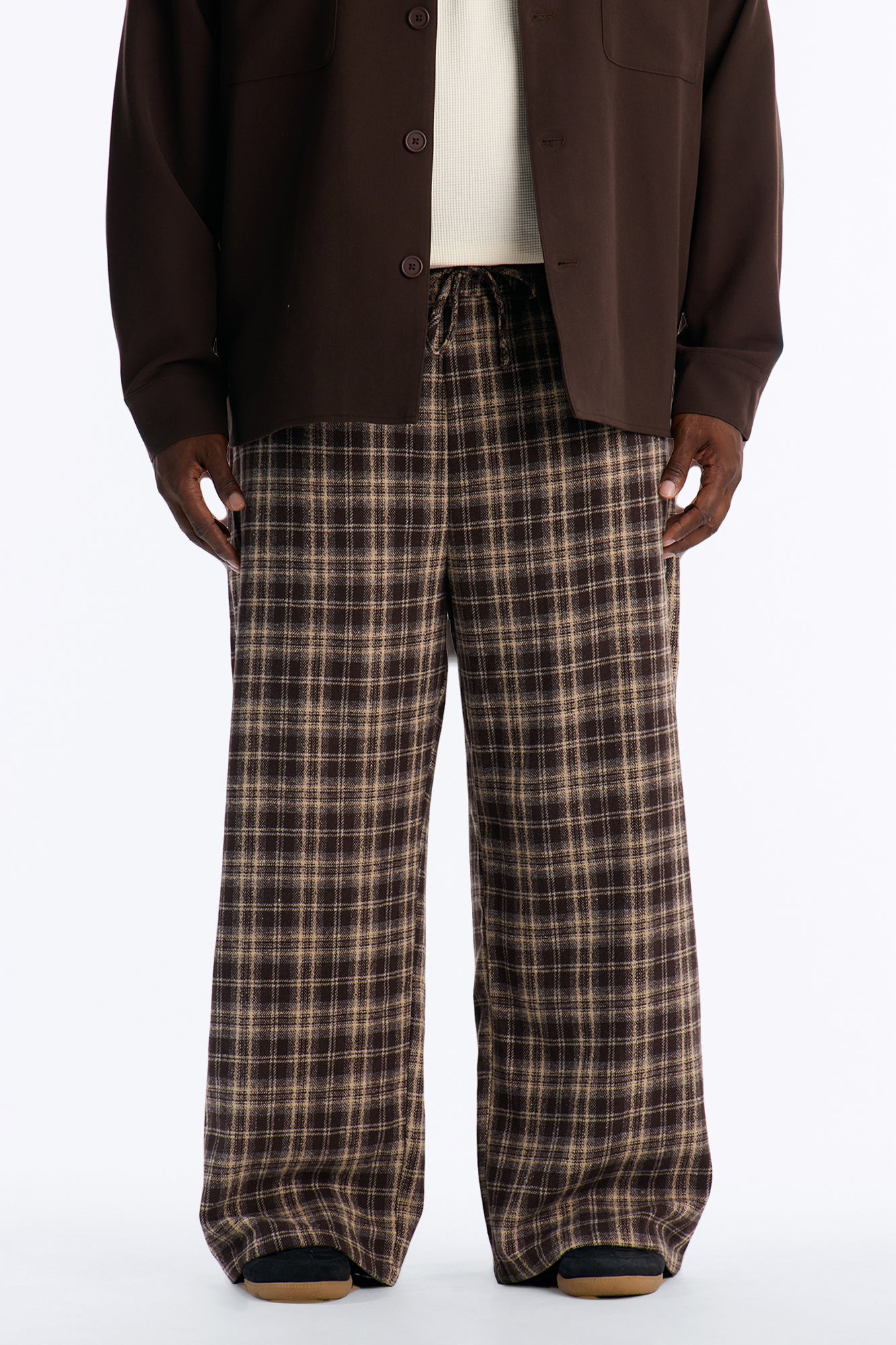 Lazy Plaid Baggy Pant - Brown/combo