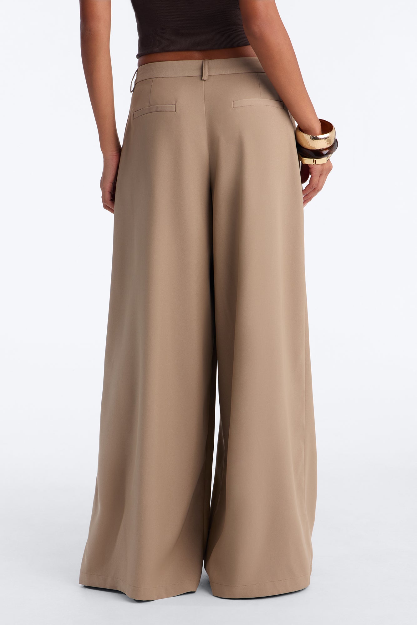 Leora Low Rise Super Wide Baggy Trouser - Taupe