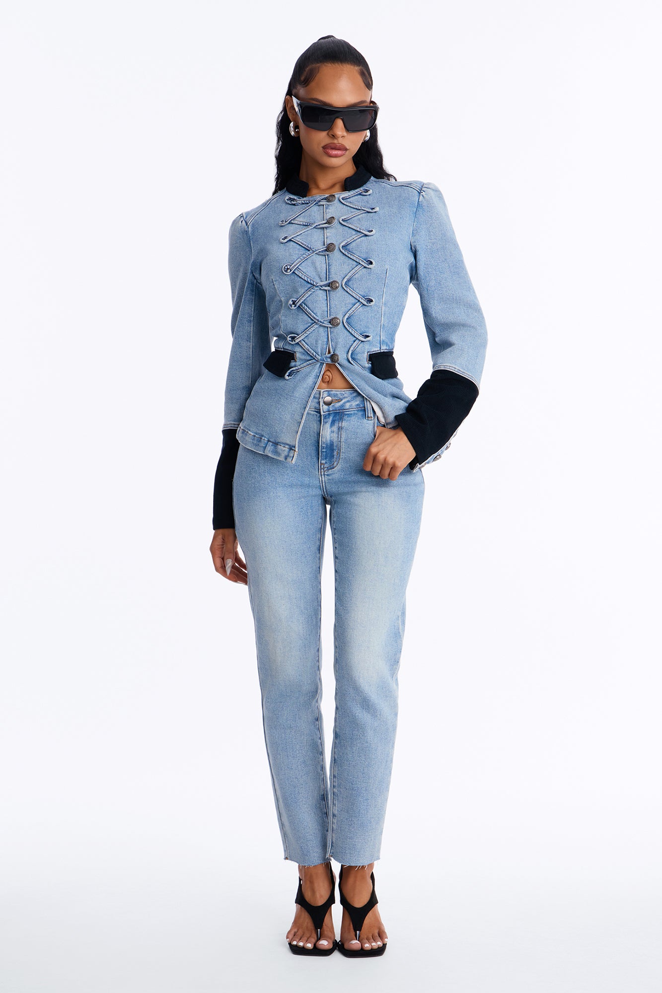 Get In Formation Denim Pant Set - Light Wash