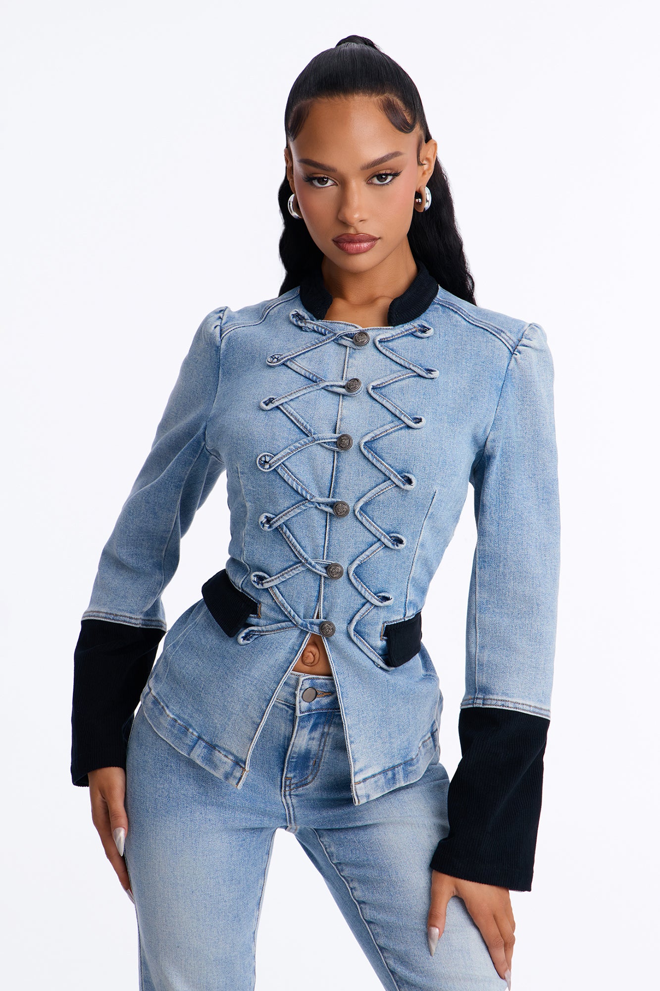 Get In Formation Denim Pant Set - Light Wash