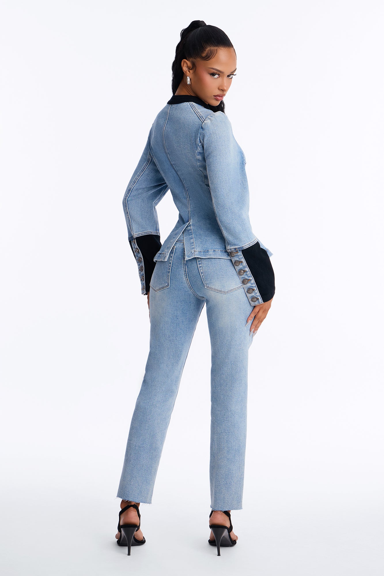 Get In Formation Denim Pant Set - Light Wash