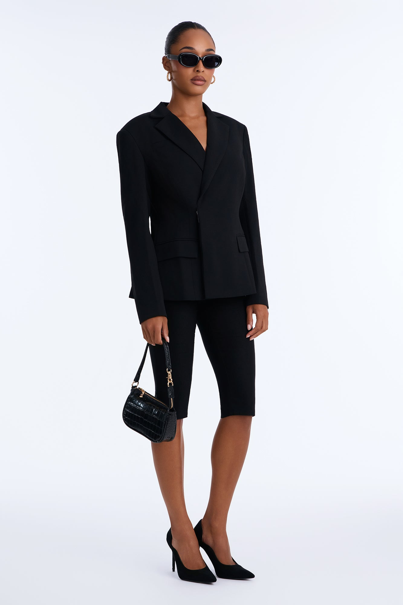 Party In The Back Tailored Open Back Blazer - Black