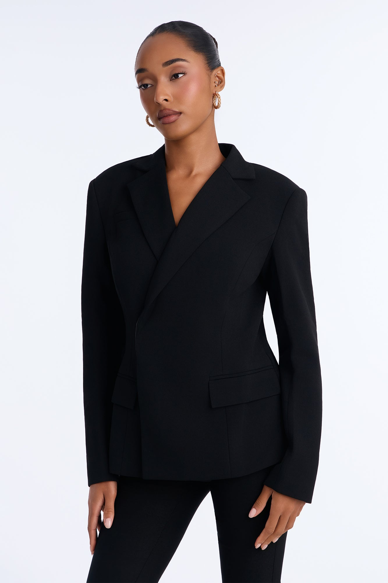 Party In The Back Tailored Open Back Blazer - Black