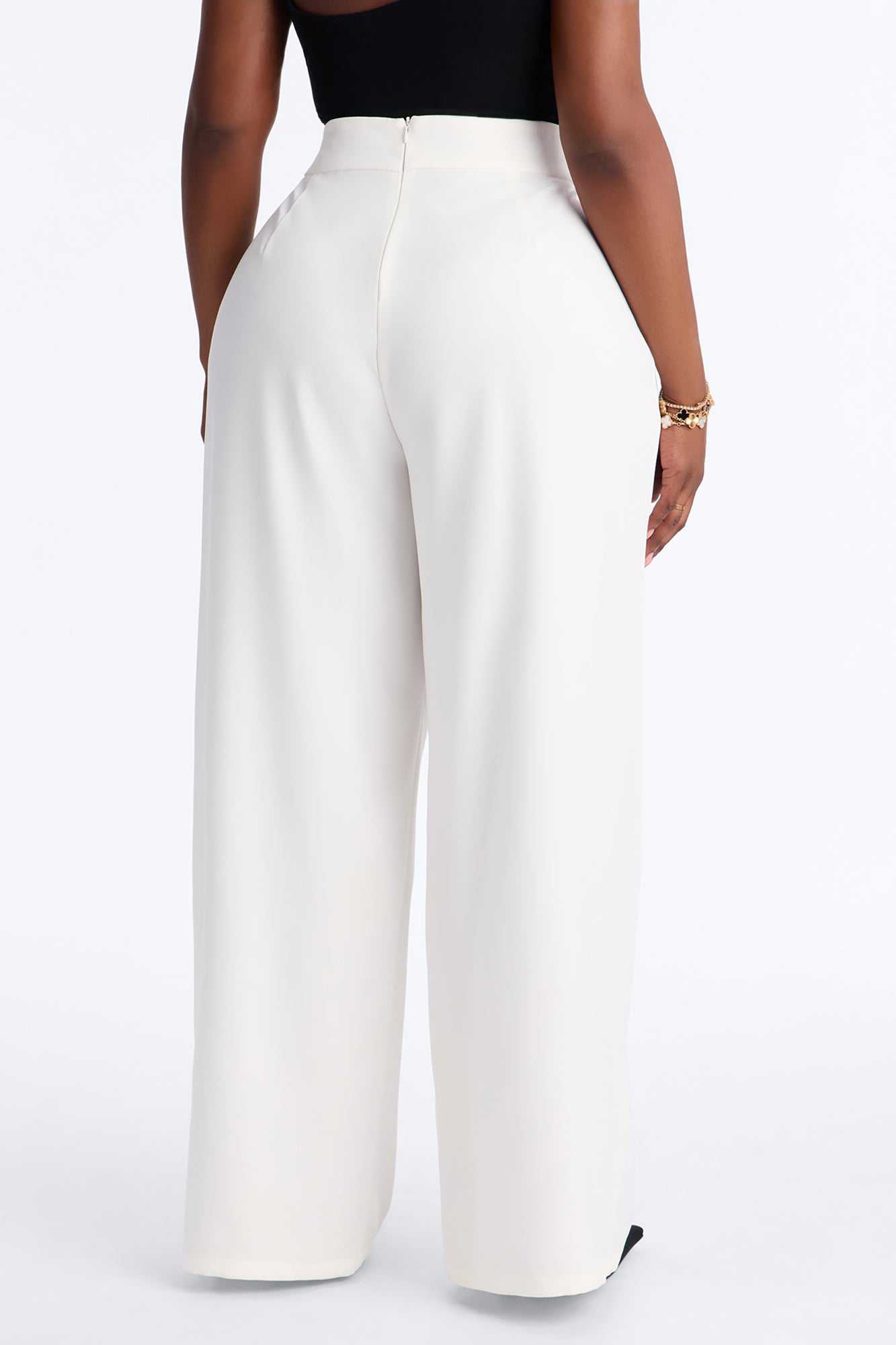 Sadie High Rise Frog Closure Pleated Trouser - Ivory