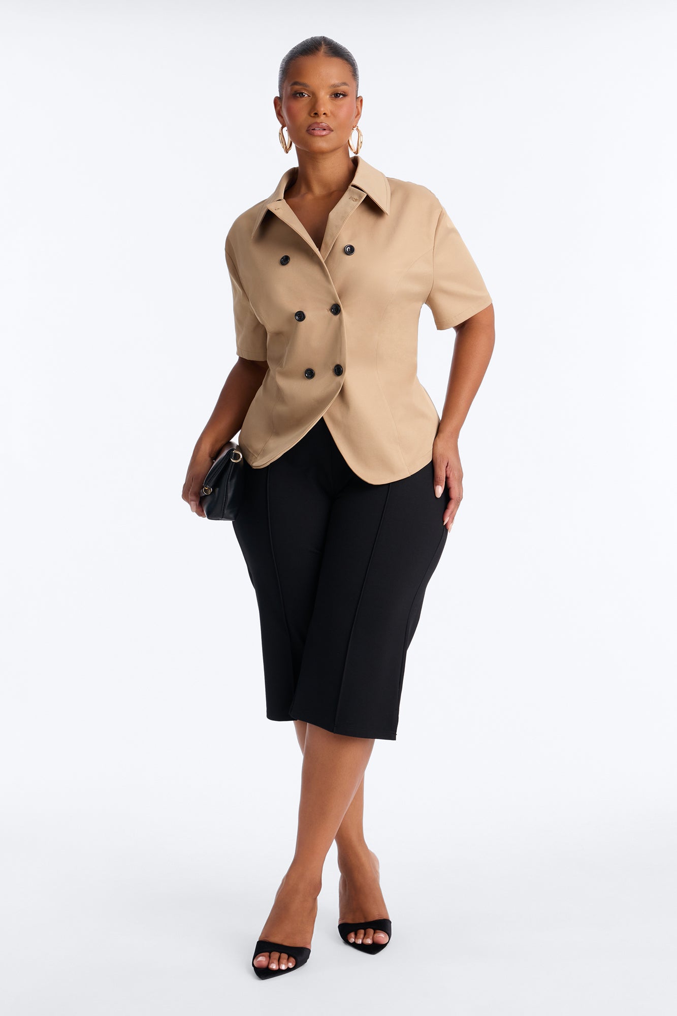 Sweet Talk Me Button Up Shirt - Khaki