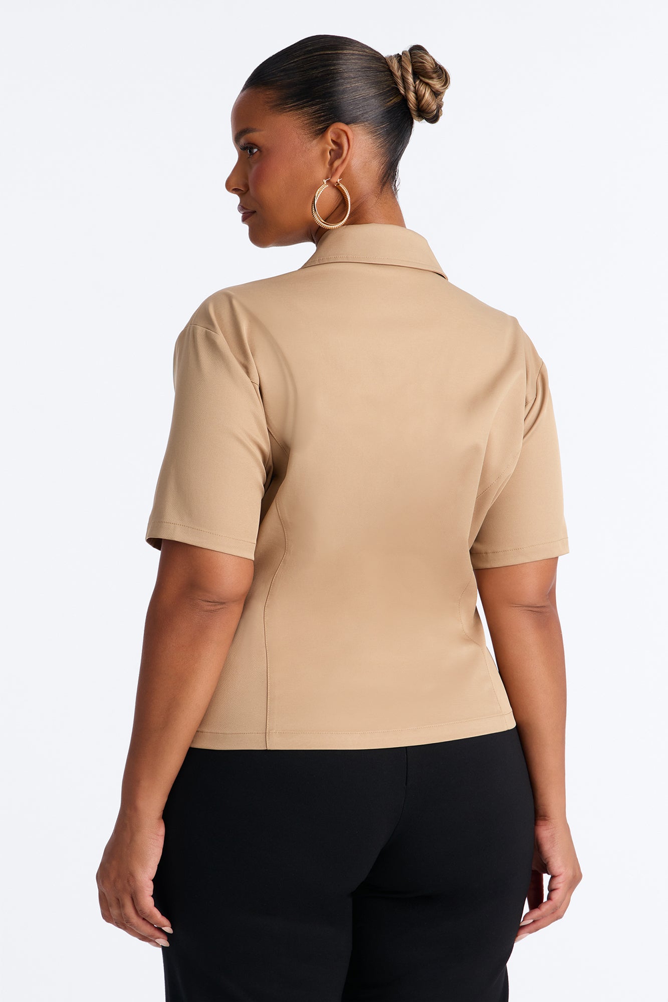 Sweet Talk Me Button Up Shirt - Khaki