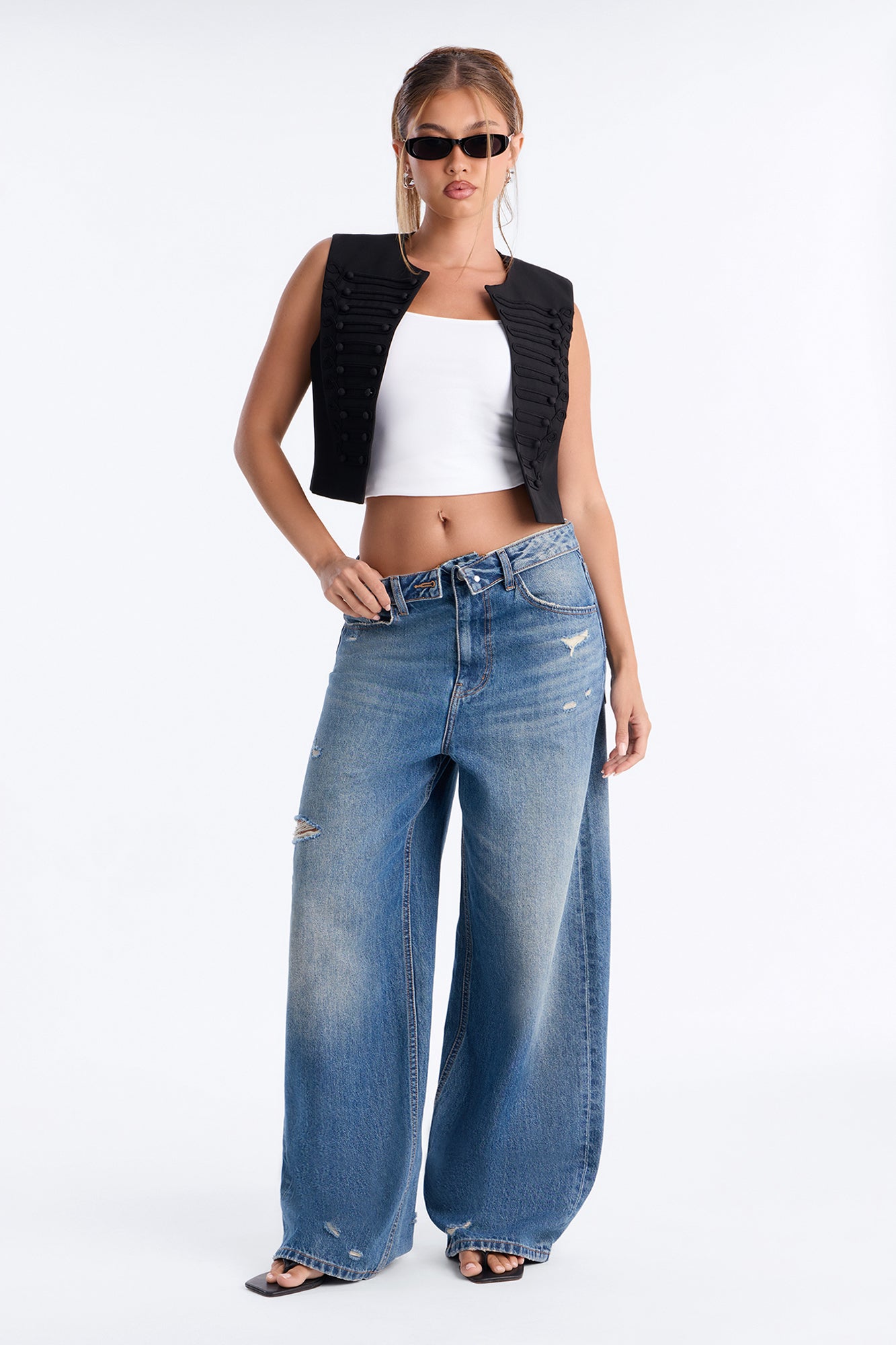 Dark Attraction Militant Cropped Vest - Black