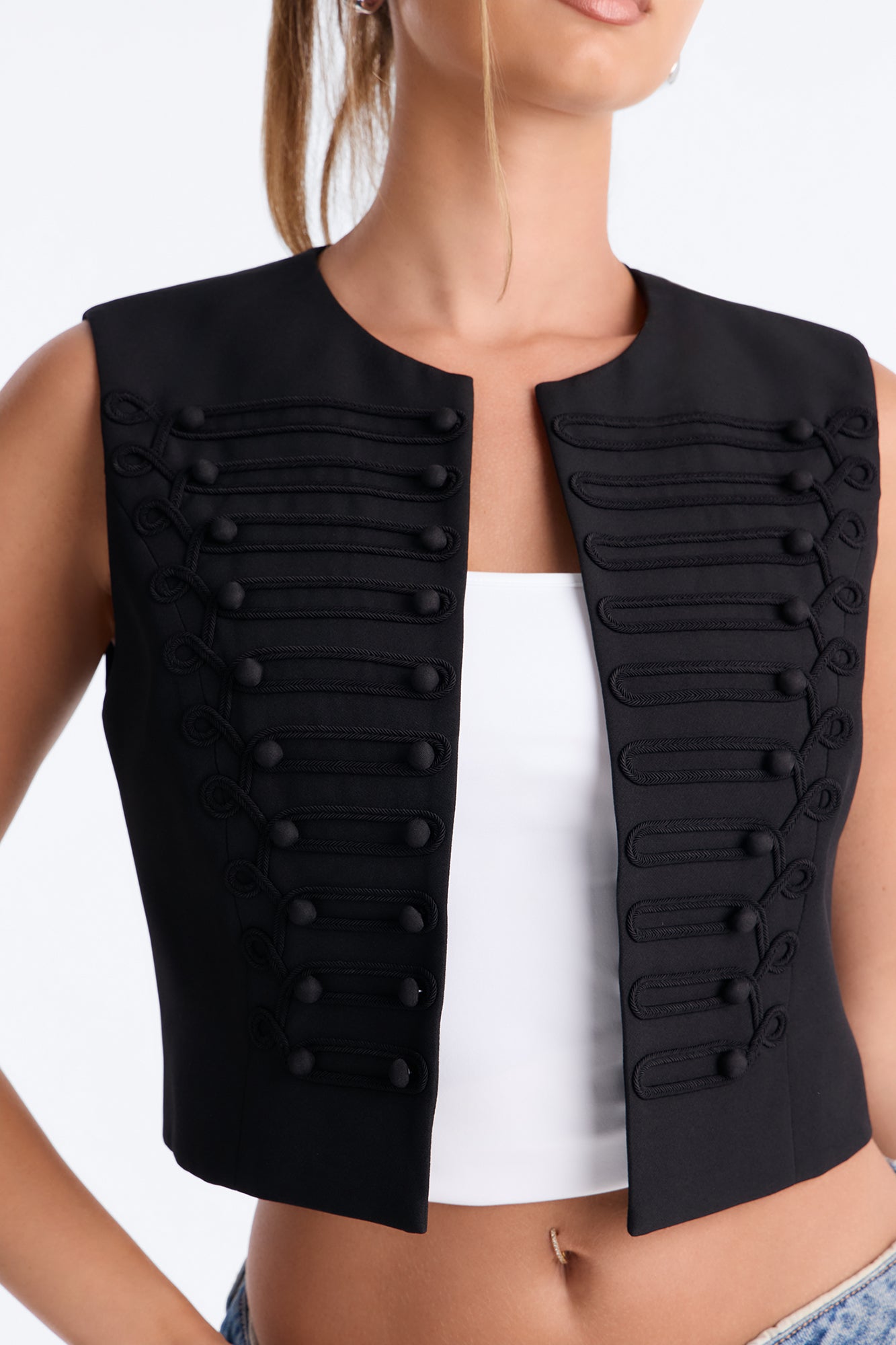 Dark Attraction Militant Cropped Vest - Black