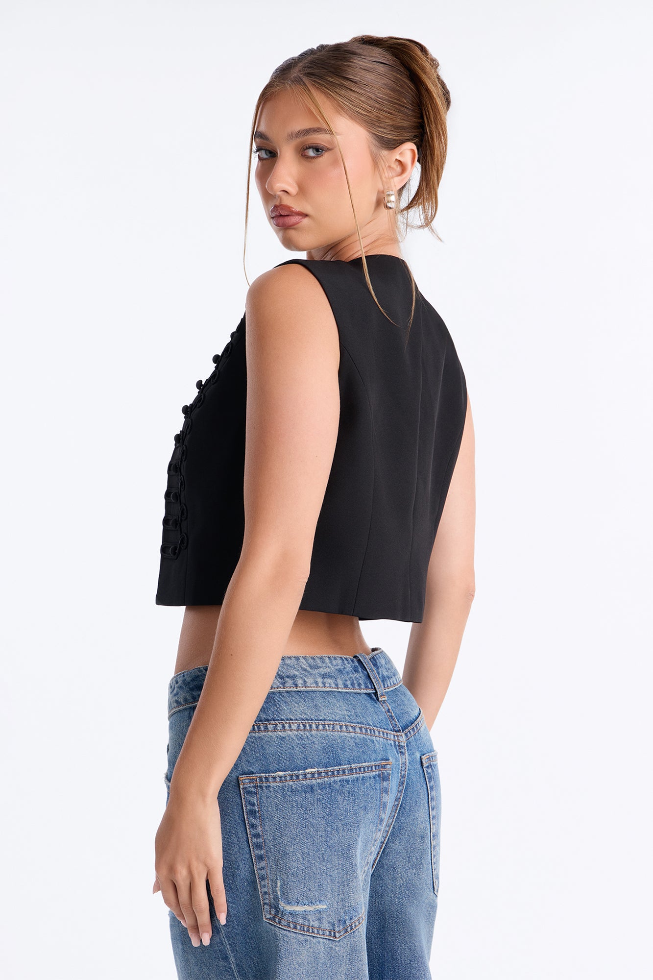 Dark Attraction Militant Cropped Vest - Black
