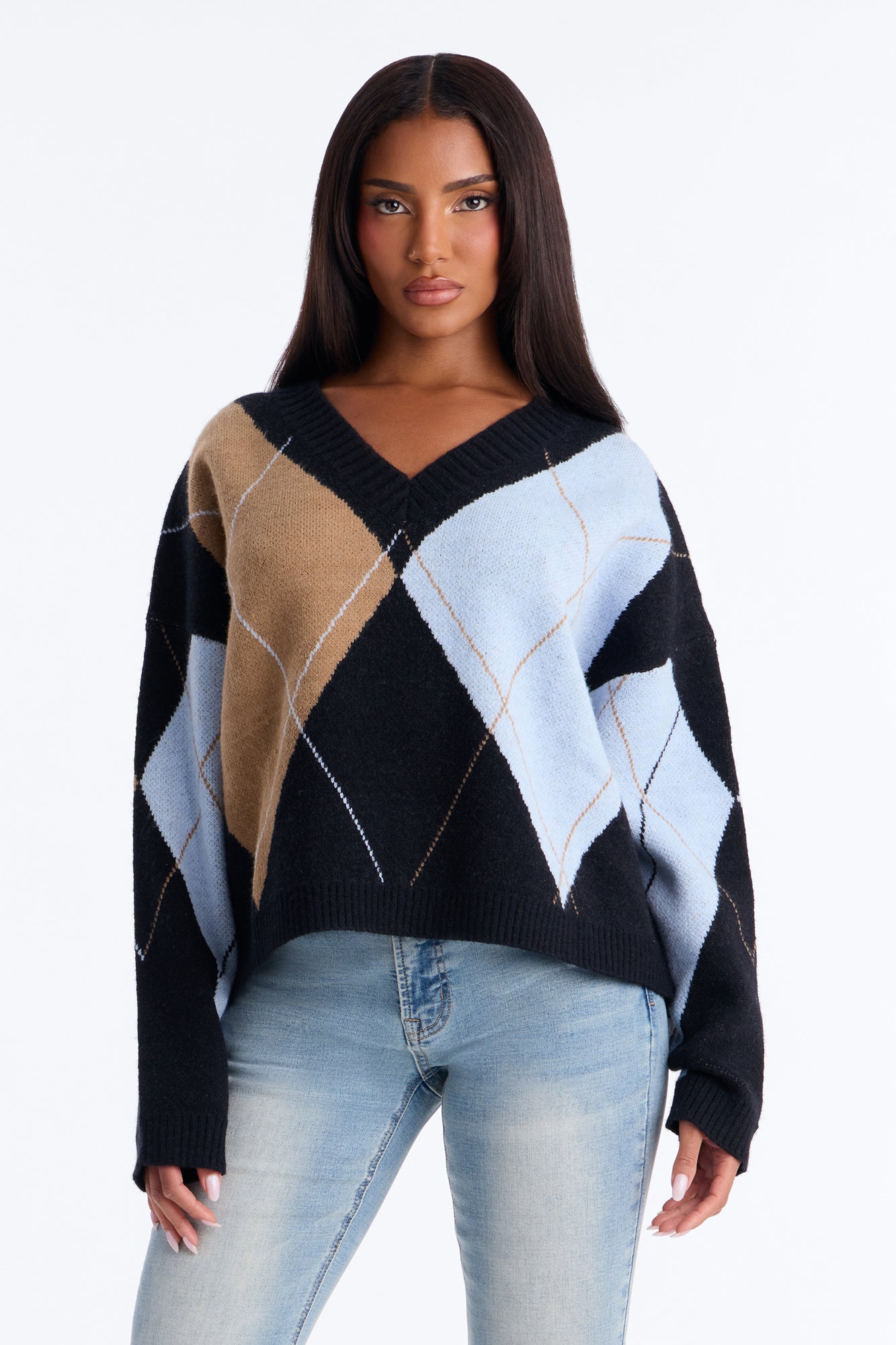 Fresh Breeze Argyle Sweater - Blue/combo