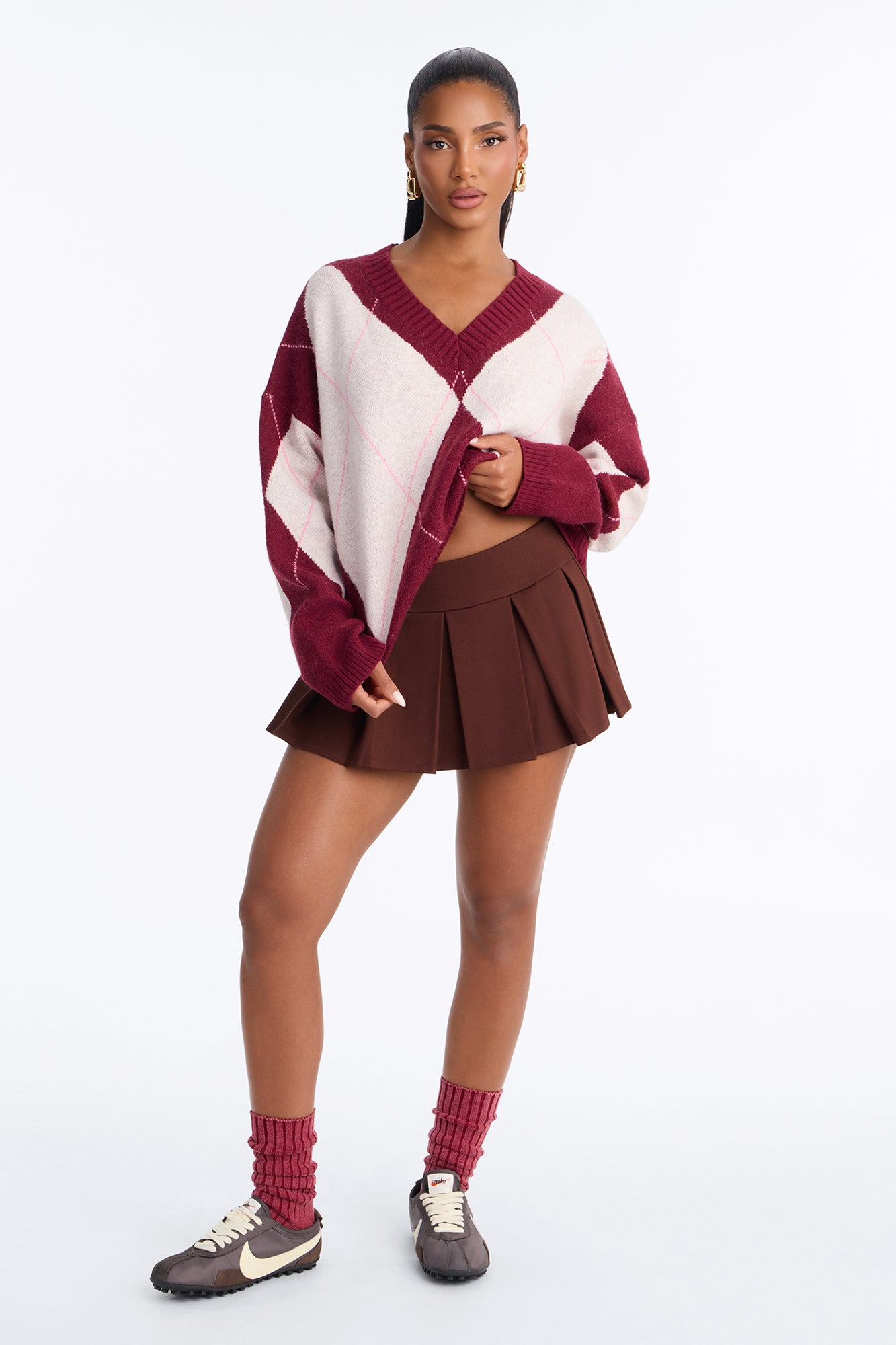 Fresh Breeze Argyle Sweater - Pink/combo