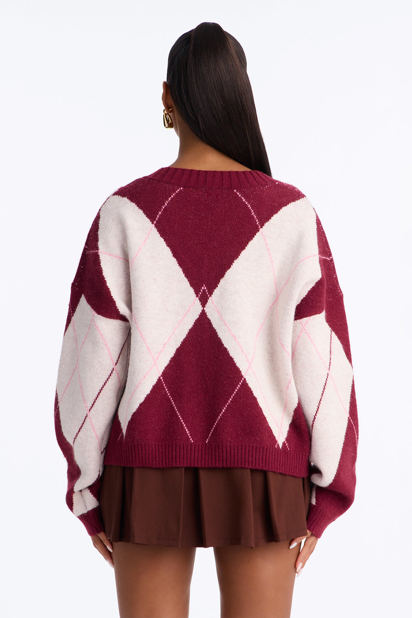 Fresh Breeze Argyle Sweater - Pink/combo