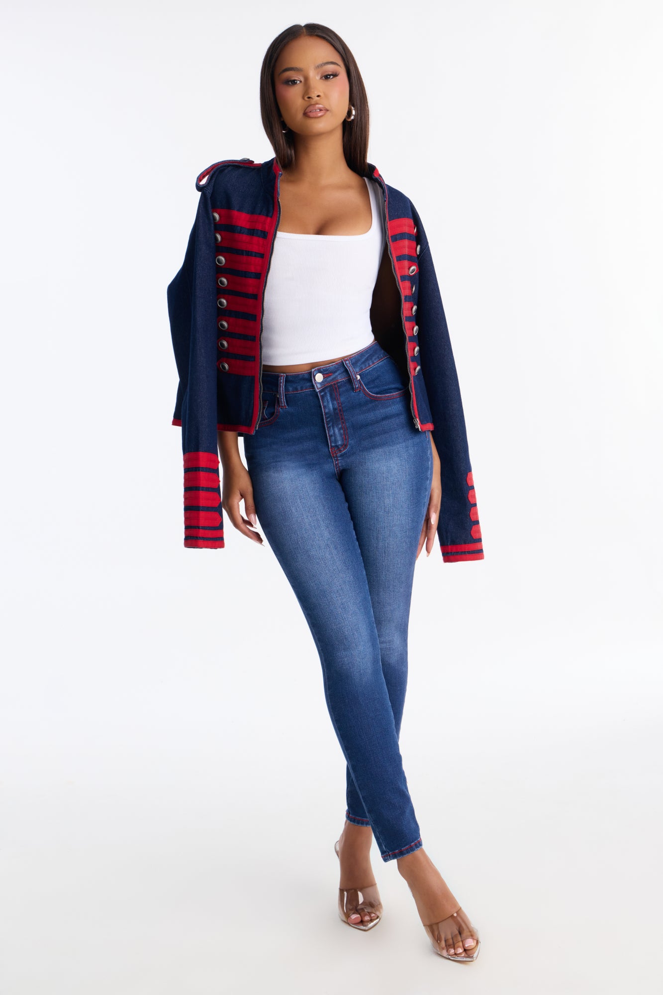In The Red High Rise Stretch Skinny Jeans - Dark Wash