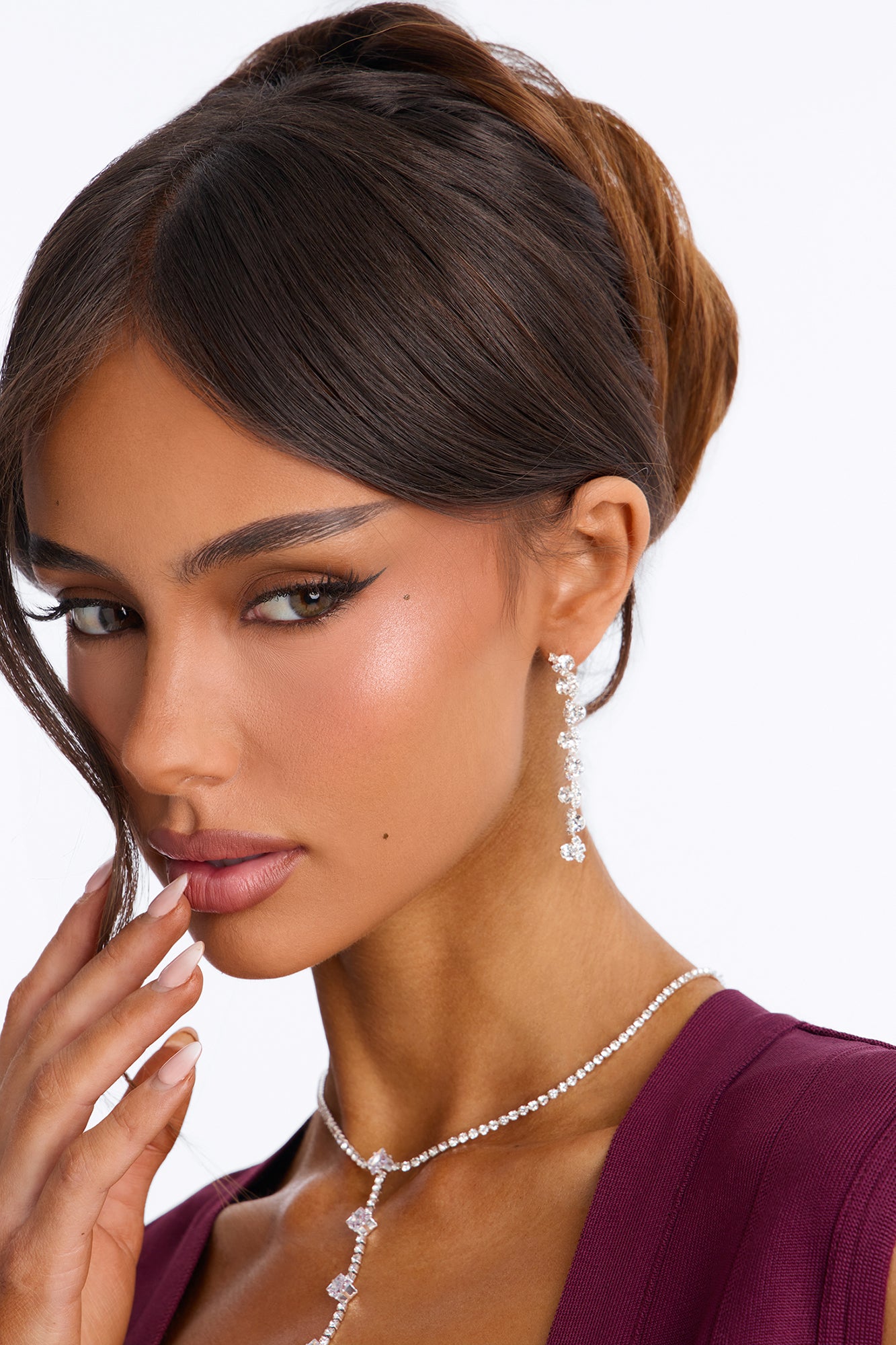 Night Essence Drop Earrings - Silver