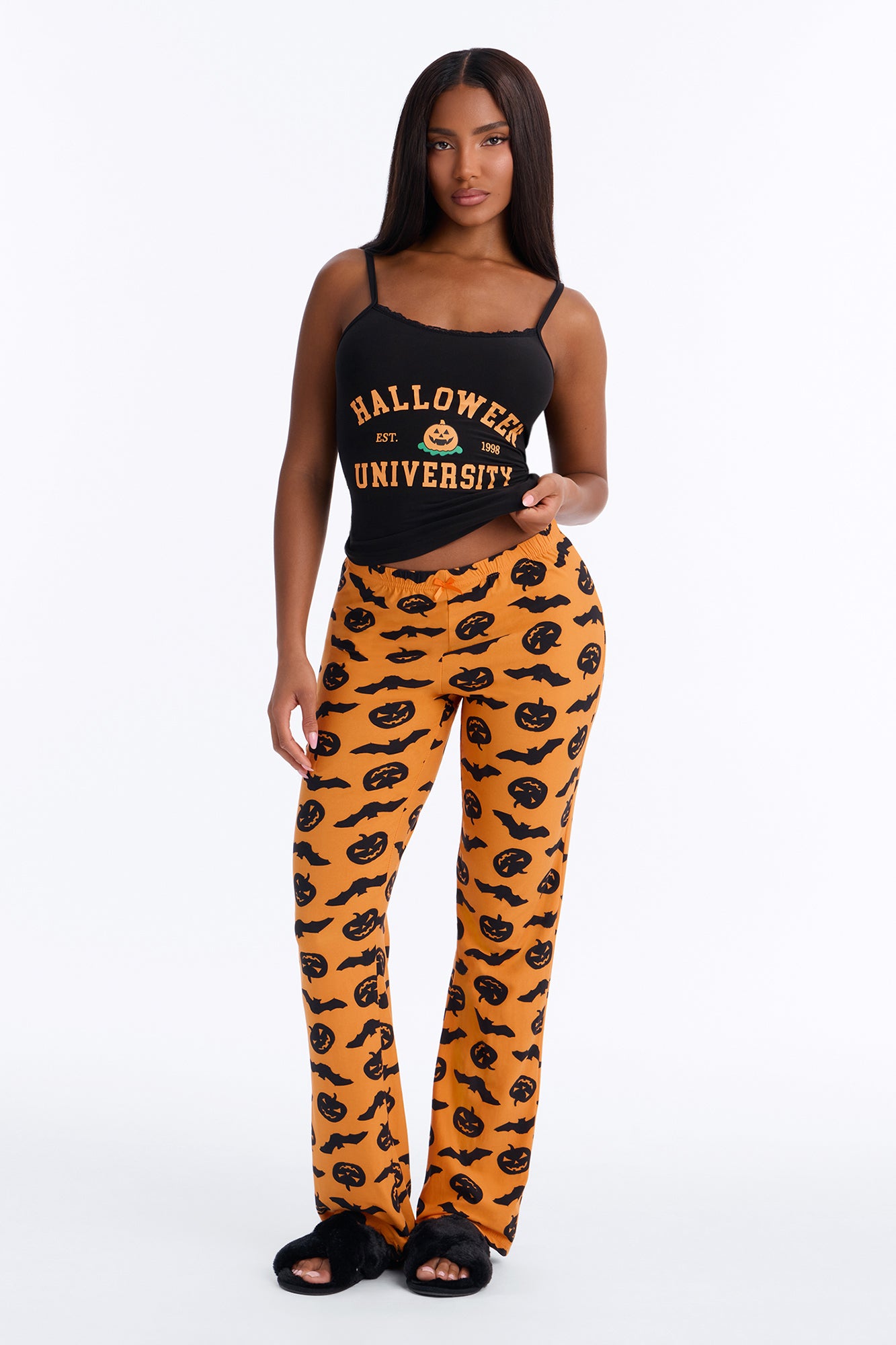 Class Is In Session Halloween Cami PJ Pant Set - Black/Orange