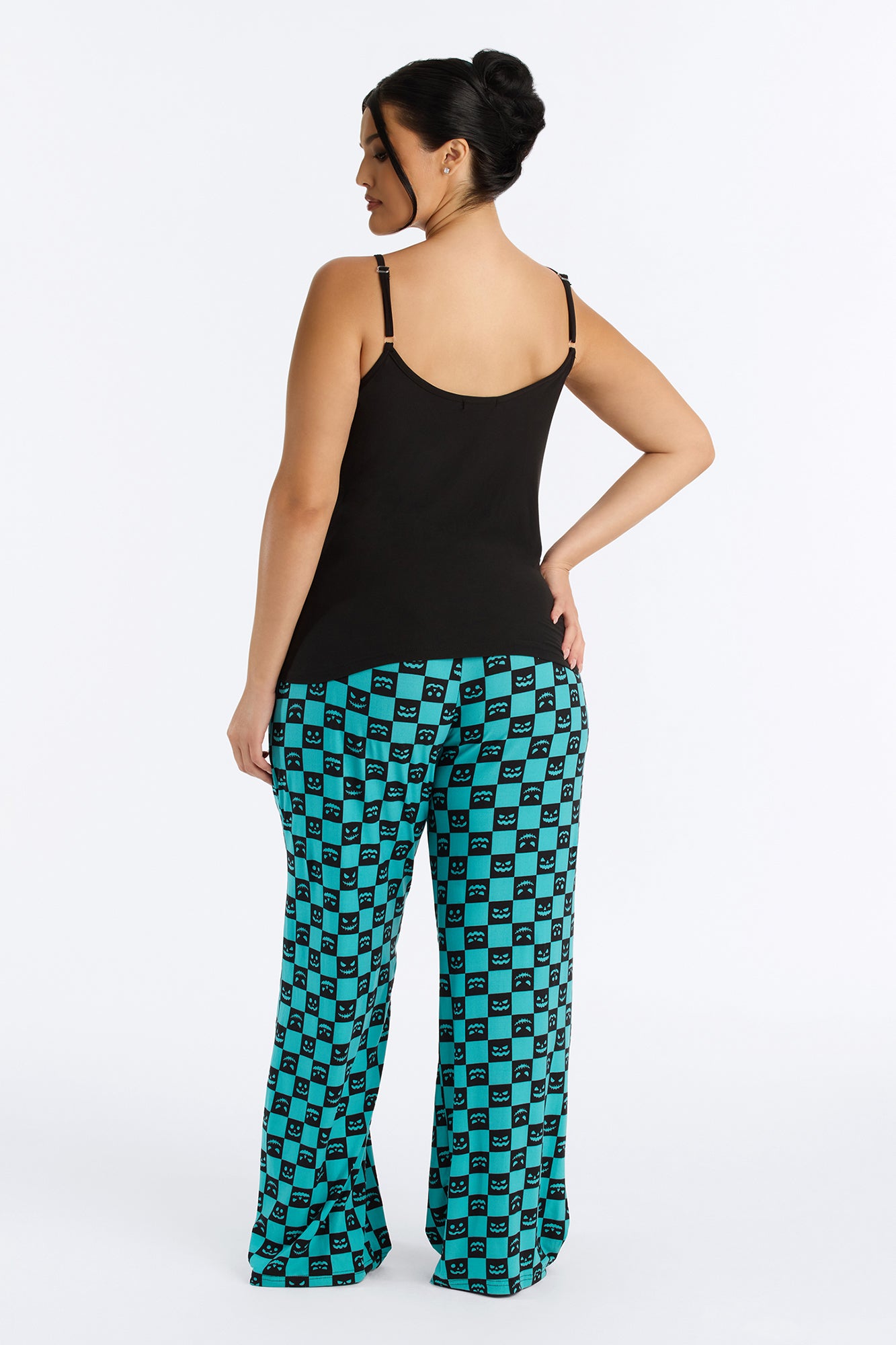 Pumpkin Time Halloween PJ Cami & Wide Leg Set - Black/Blue