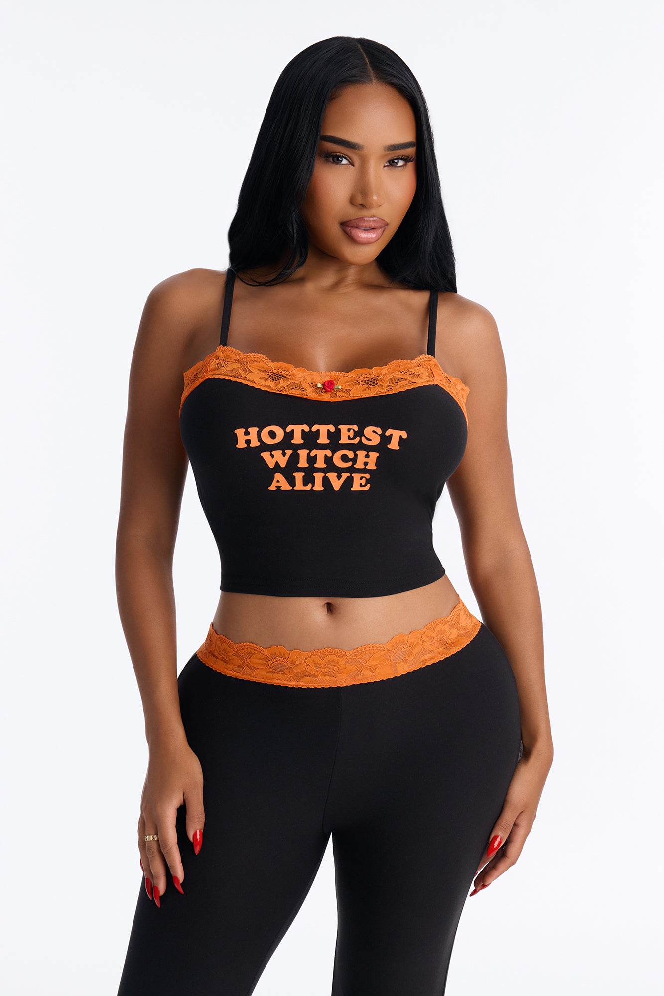 Hottest Witch Alive Halloween Cami PJ Pant Set - Black/Orange