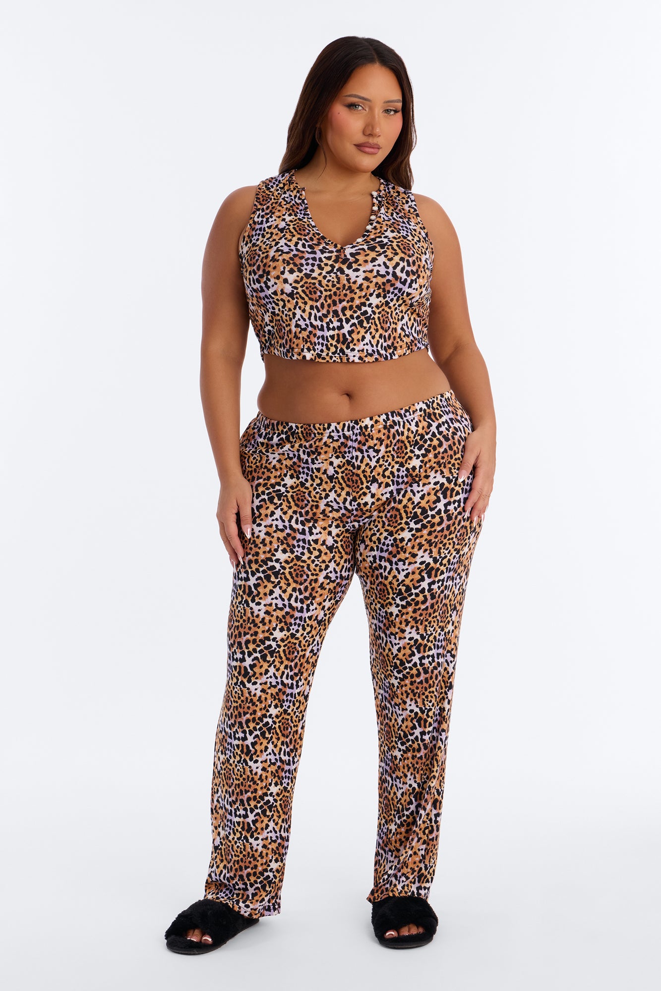 Sweet Safari Tank PJ Pant Set - Brown/combo