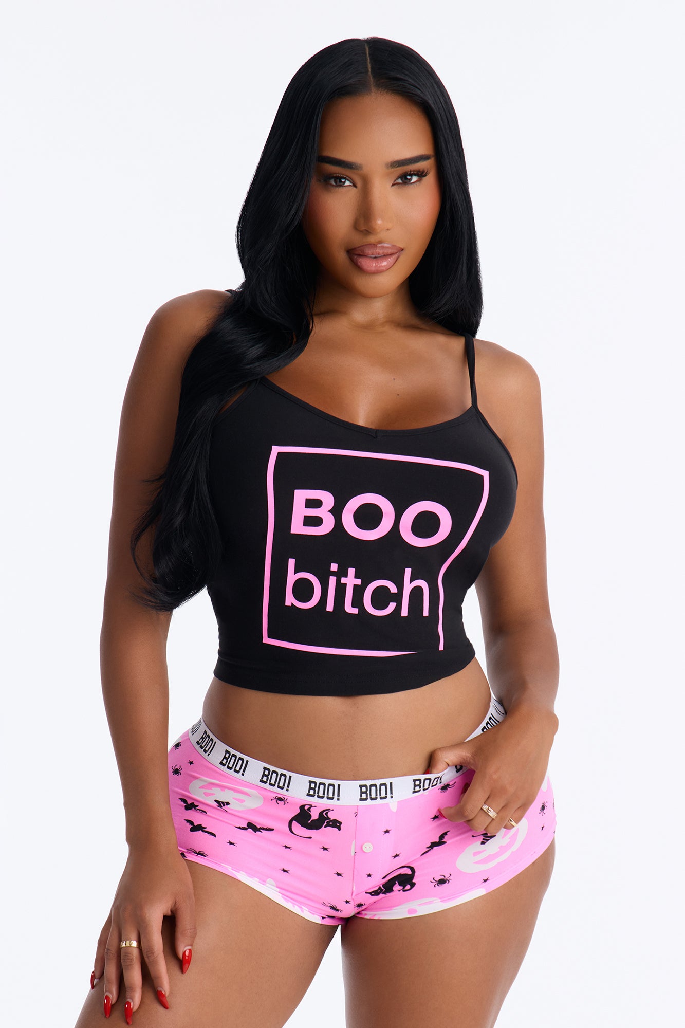 Boo Bitch 2 Piece Cami & Boyshort Set - Black/combo