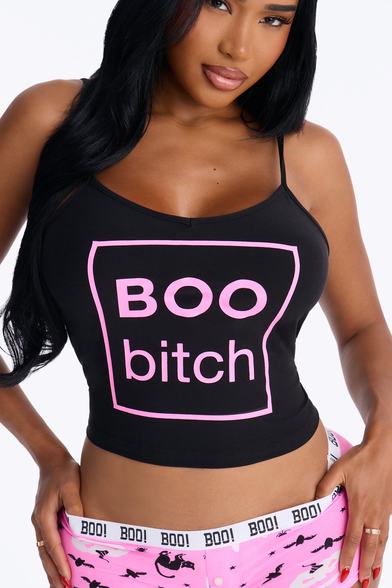 Boo Bitch 2 Piece Cami & Boyshort Set - Black/combo