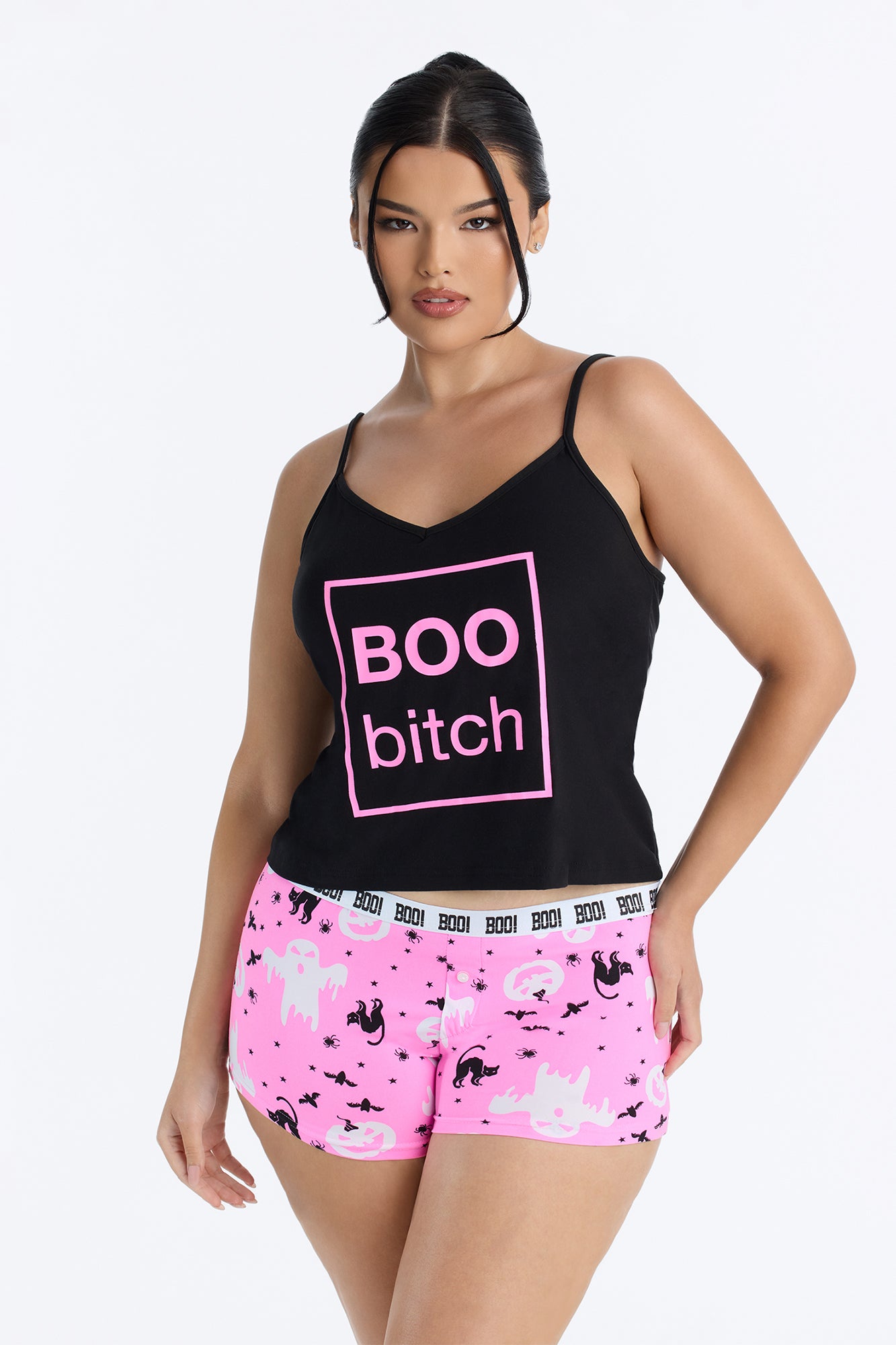 Boo Bitch 2 Piece Cami & Boyshort Set - Black/combo