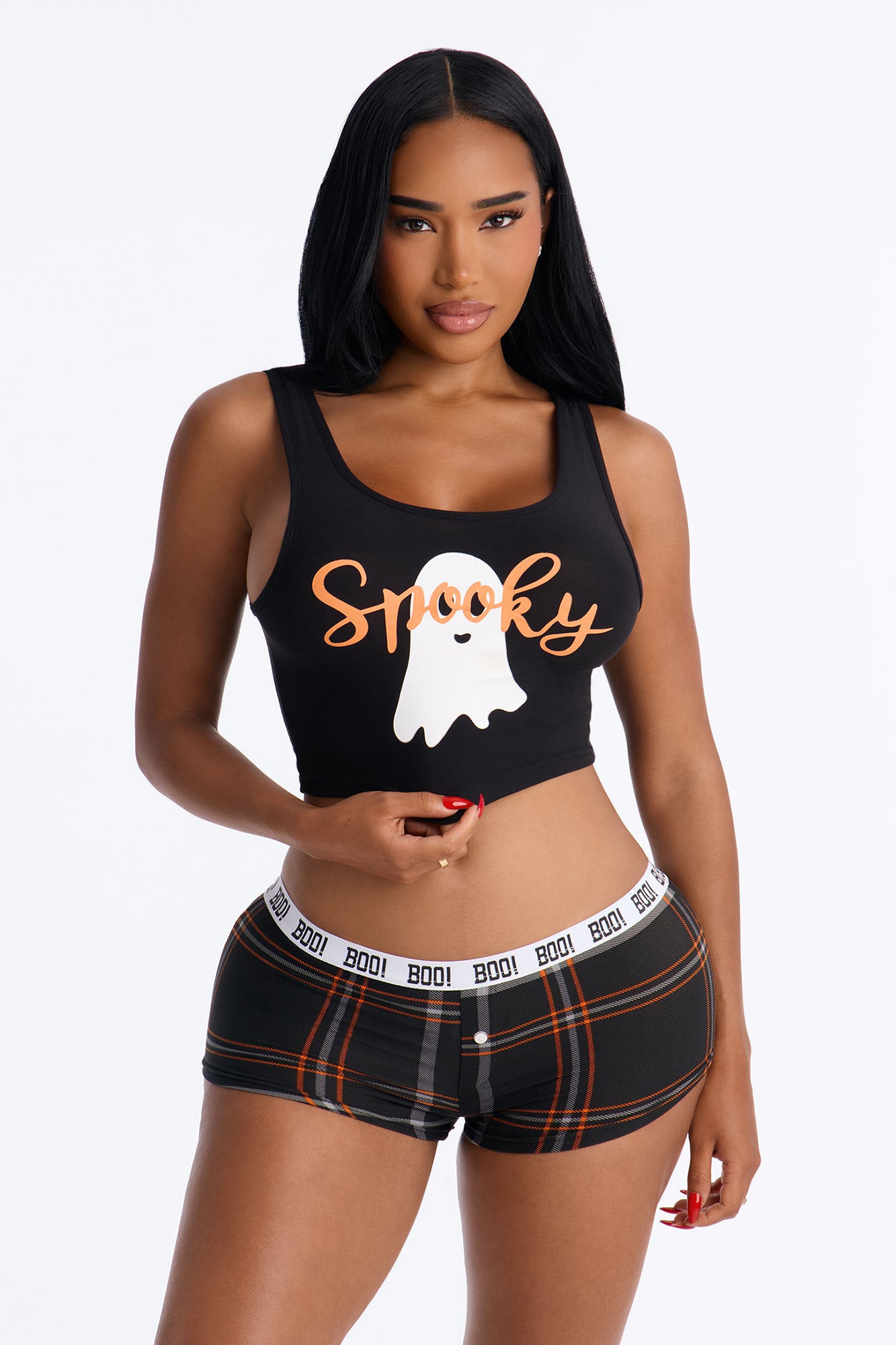 Spooky Cutie Halloween 2 Piece Tank & Boyshort Set - Black/combo