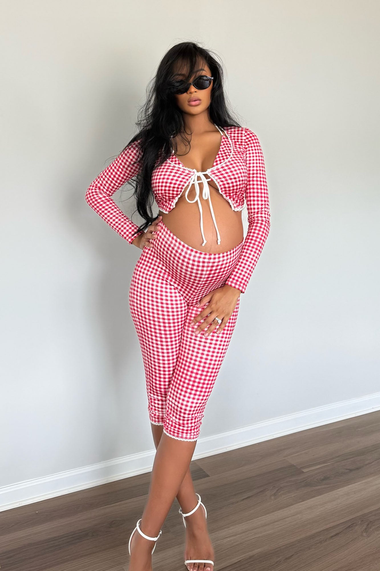 Sweet Talking Gingham 2 Piece Top - Red/White