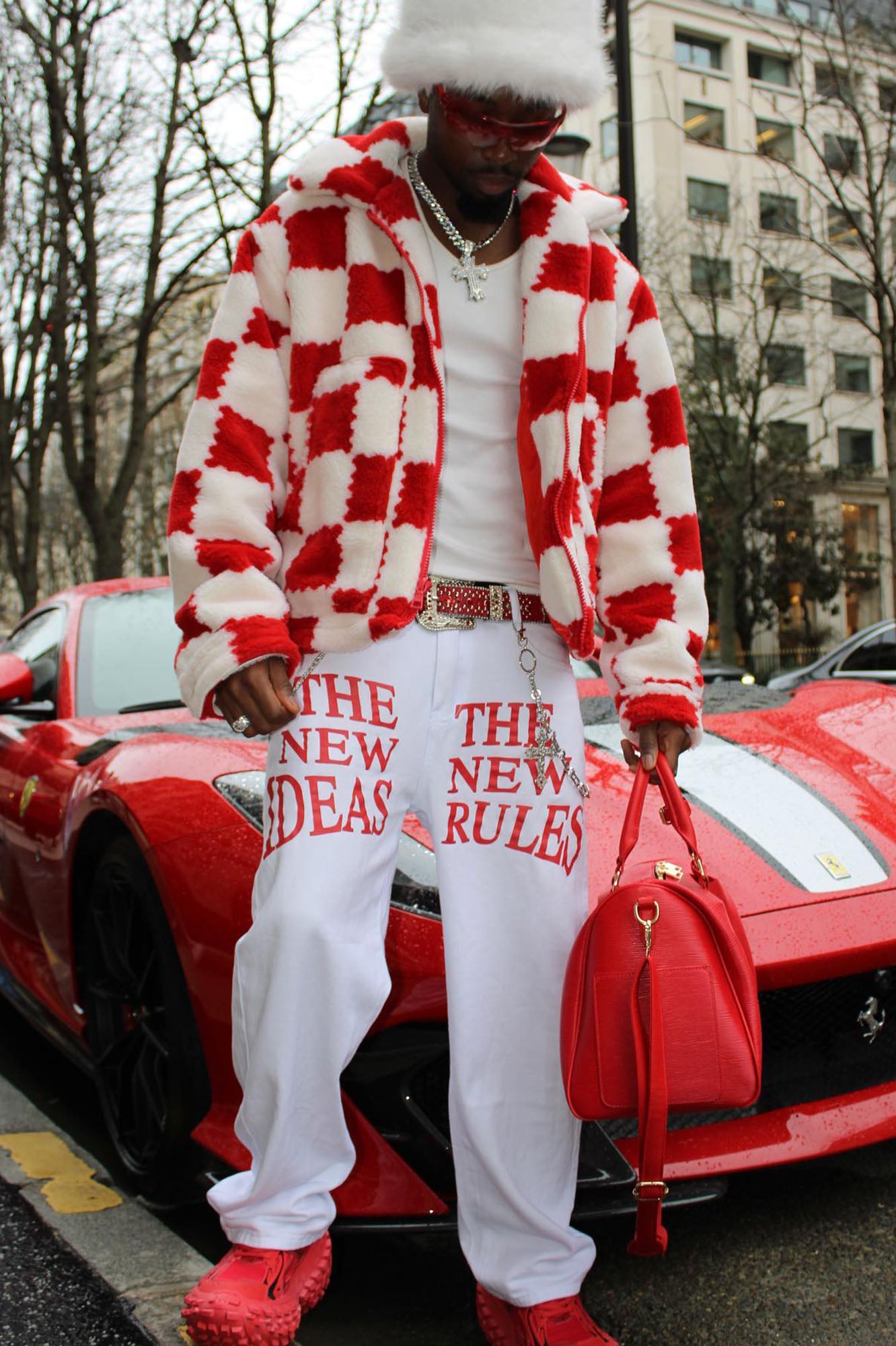 Playin' Chess Sherpa Jacket - Red/combo
