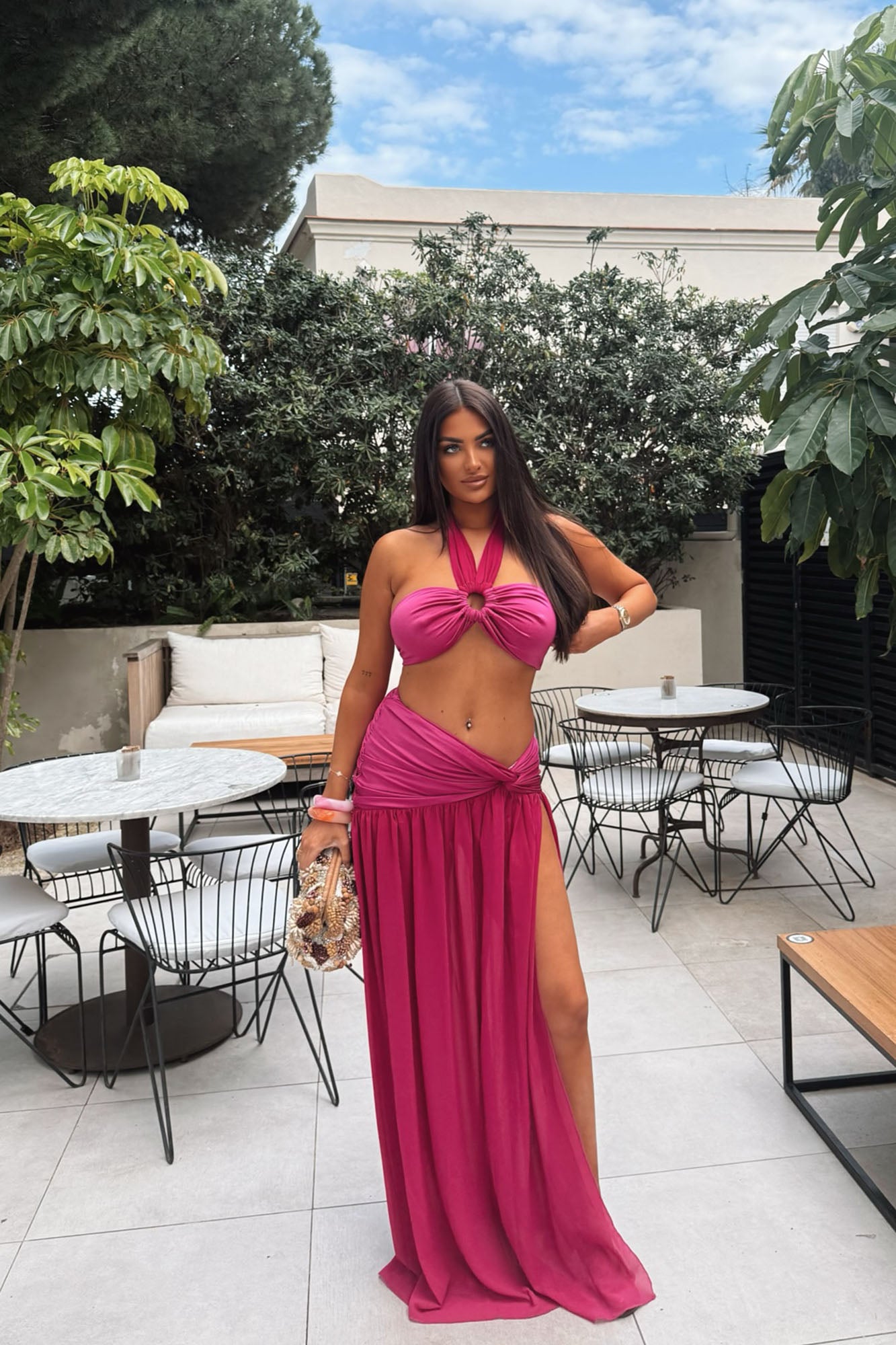 Blissful Day Maxi Skirt Set - Magenta
